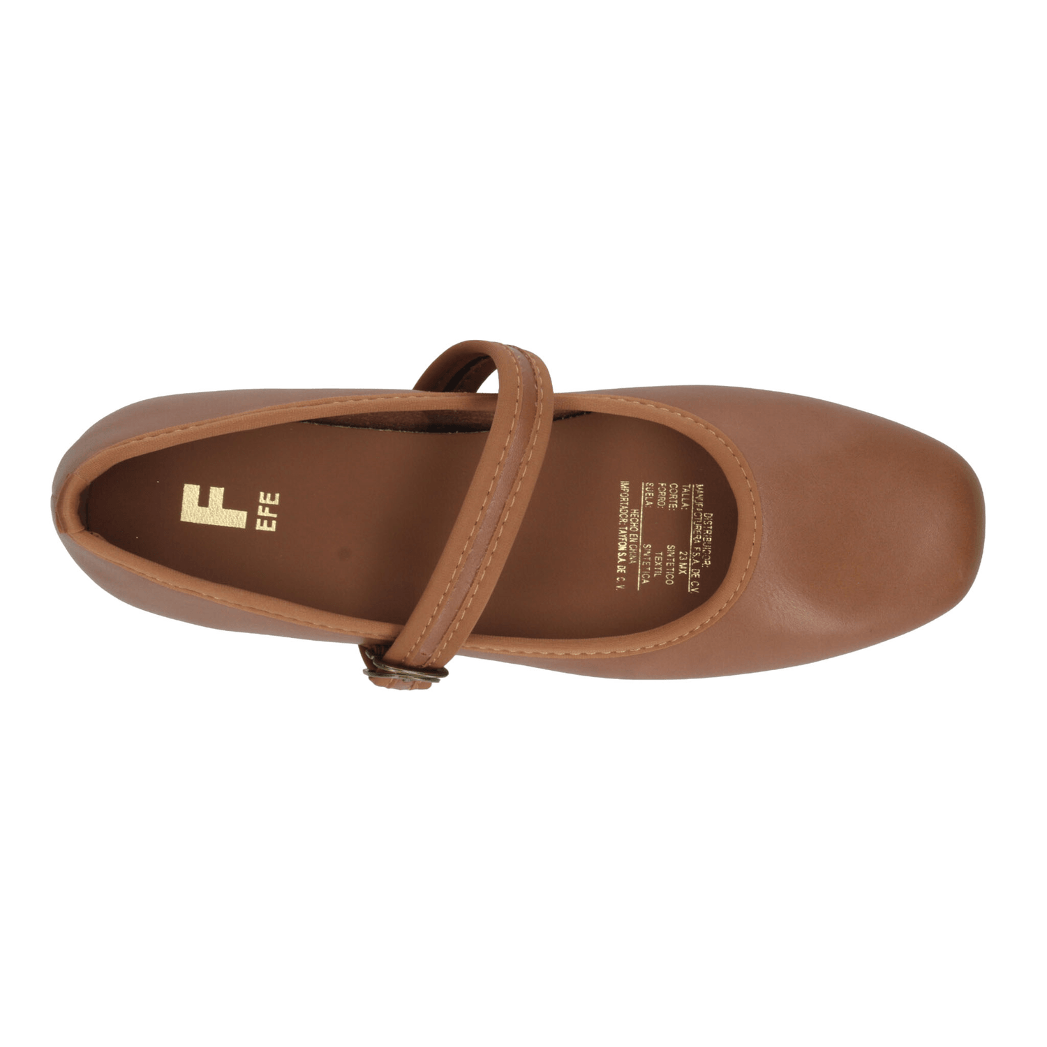Flat Efe Dama Casual Hebilla Mary Jane Café Camel Mujer — imagen 8