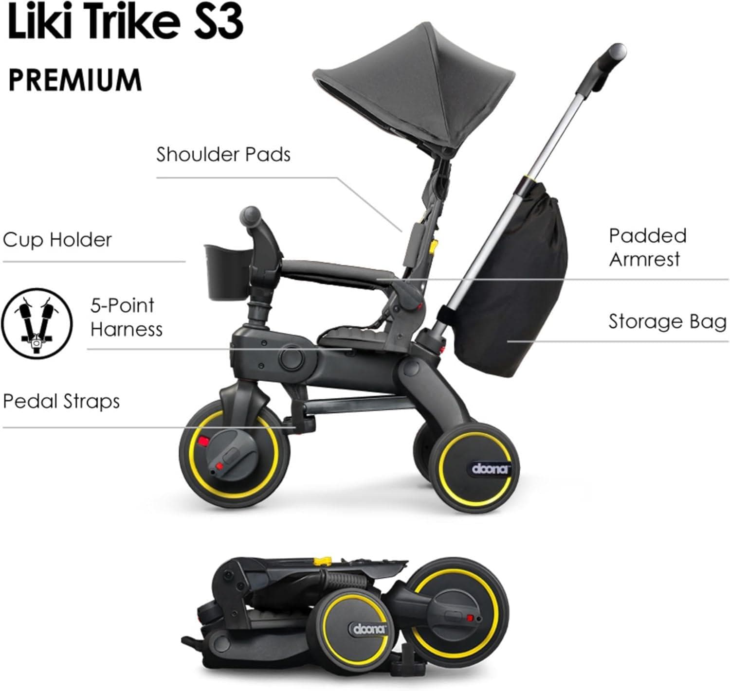 Triciclo Doona Liki Trike S3 5 en 1 Gris Plegable — image 3