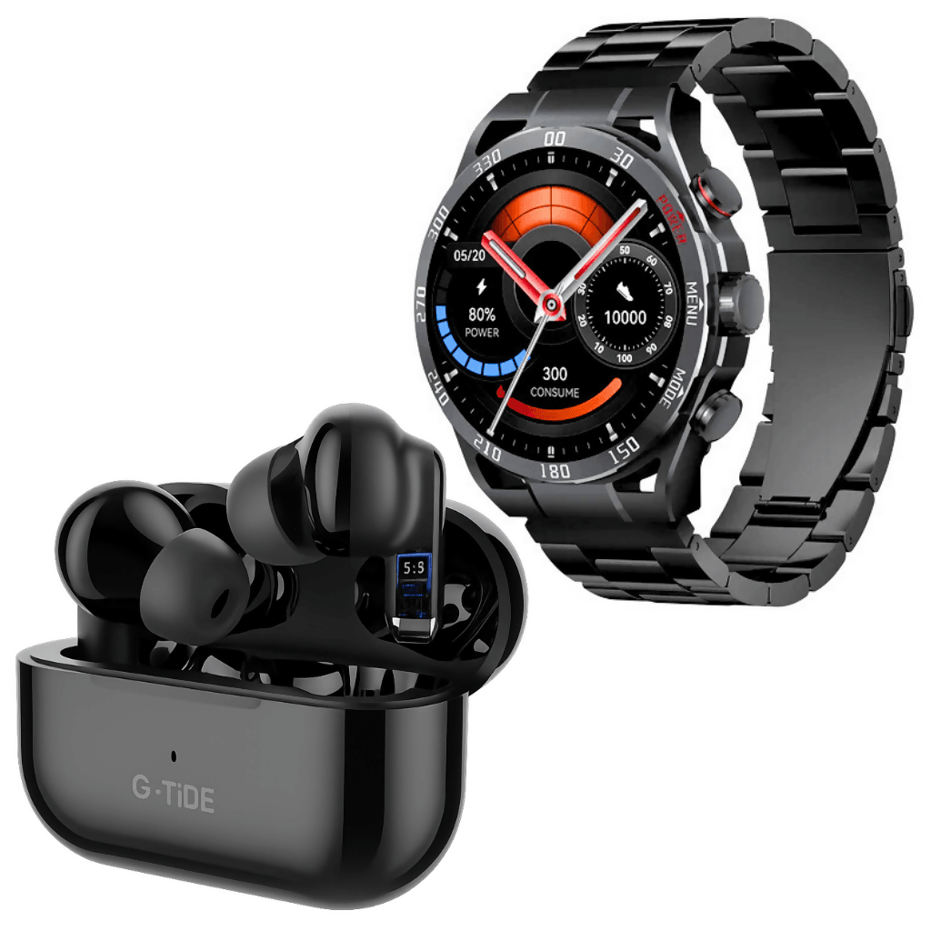 Smartwatch Filwans GTR Negro + Audífonos G-Tide L22 Negro — imagen 2