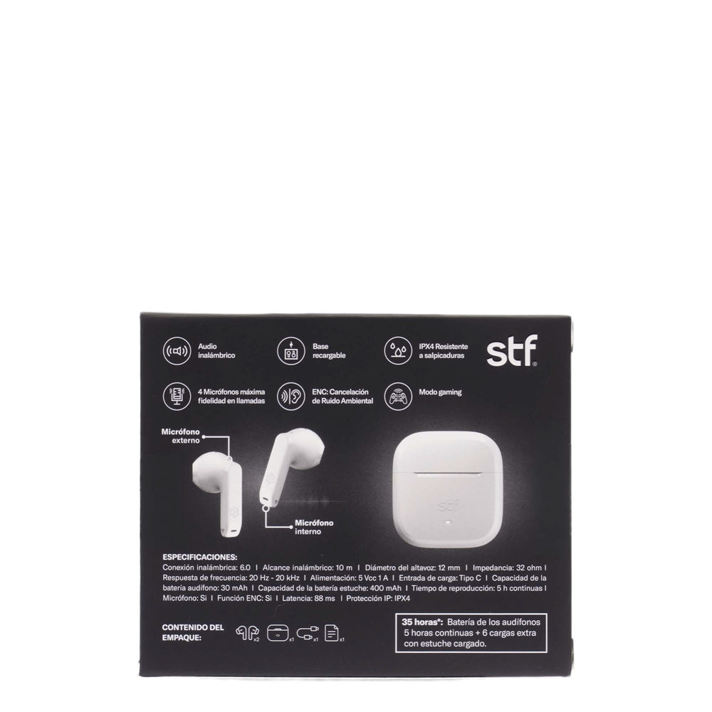 Audífonos Inalámbricos Tws HYRO STF 36hrs Uso ENC Blanco — imagen 13