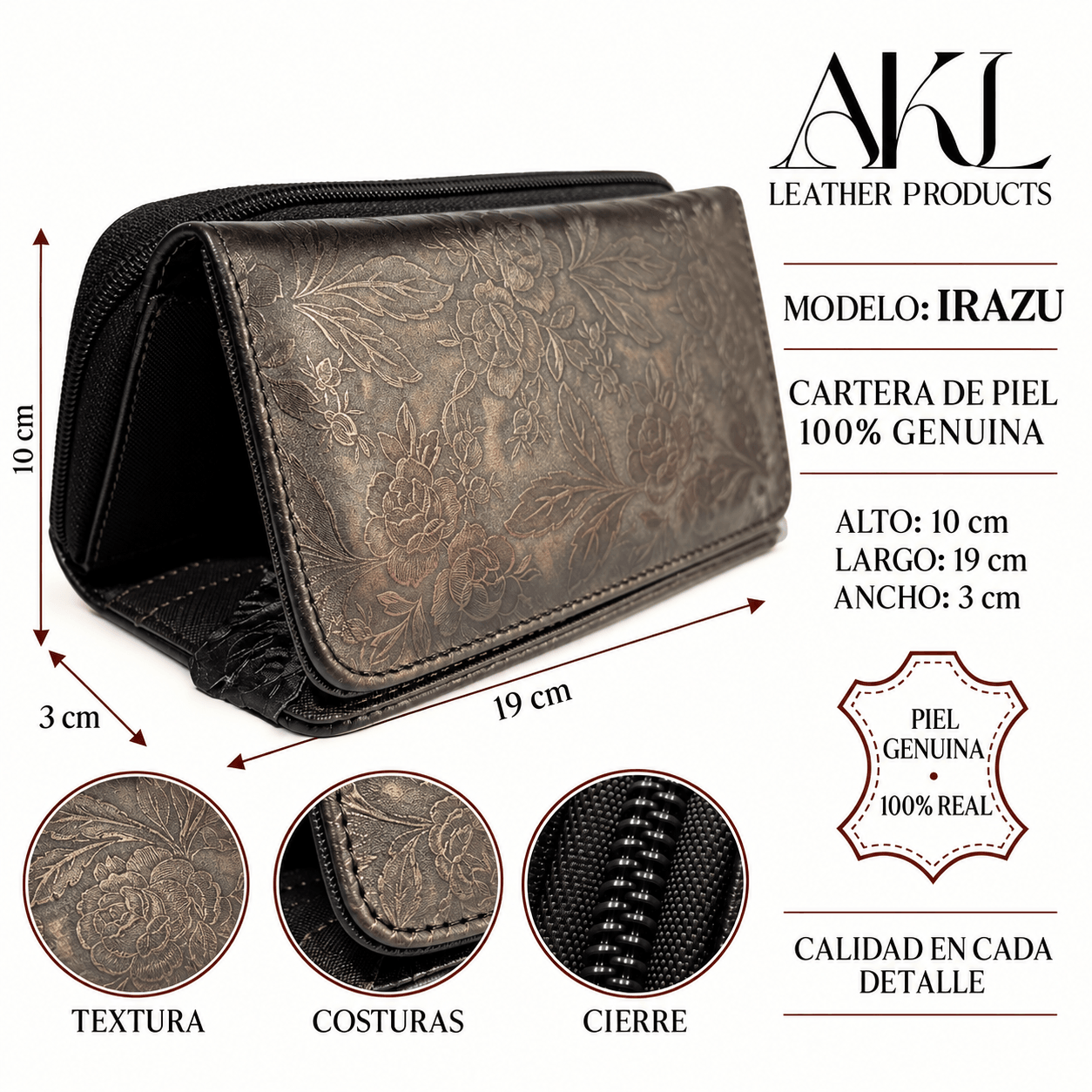 Cartera Irazu Dama Piel Legitima Ternera Efecto Tornasol — imagen 2