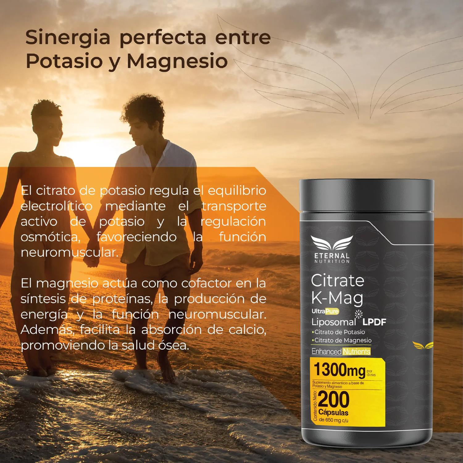 Ultra Pure: Citrato de Magnesio y Citrato de Potasio, Electrolitos + Función Muscular, 200 Cápsulas — imagen 3