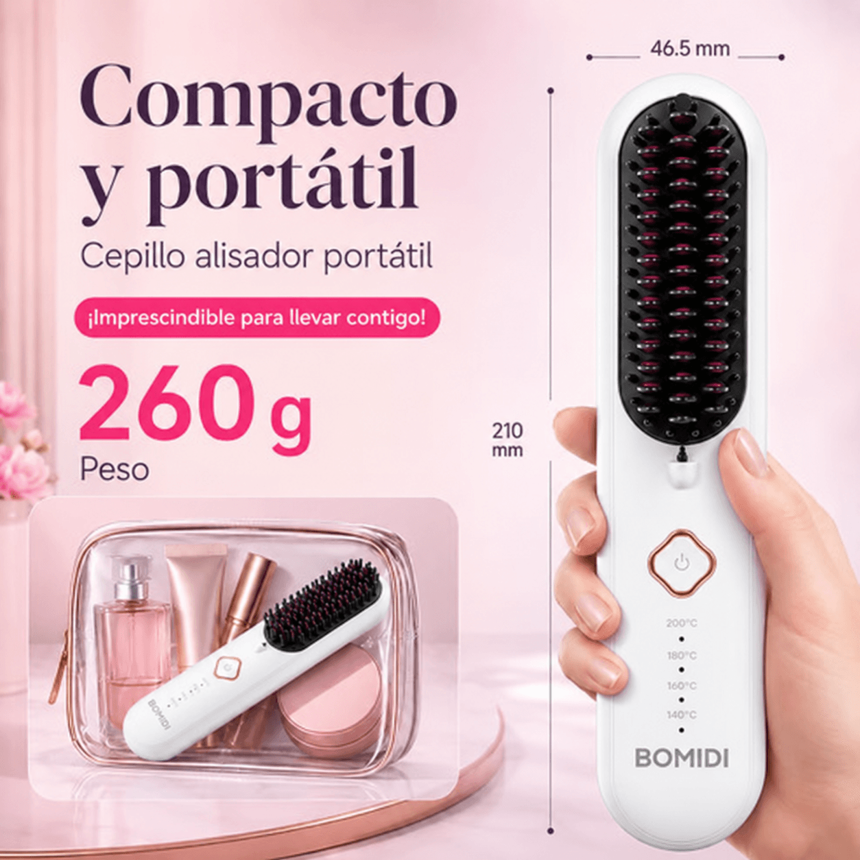 Cepillo Alisador Inalámbrico Alaciador Bomidi HB2 USB-C 4000mAh con 4 Temperaturas — imagen 4