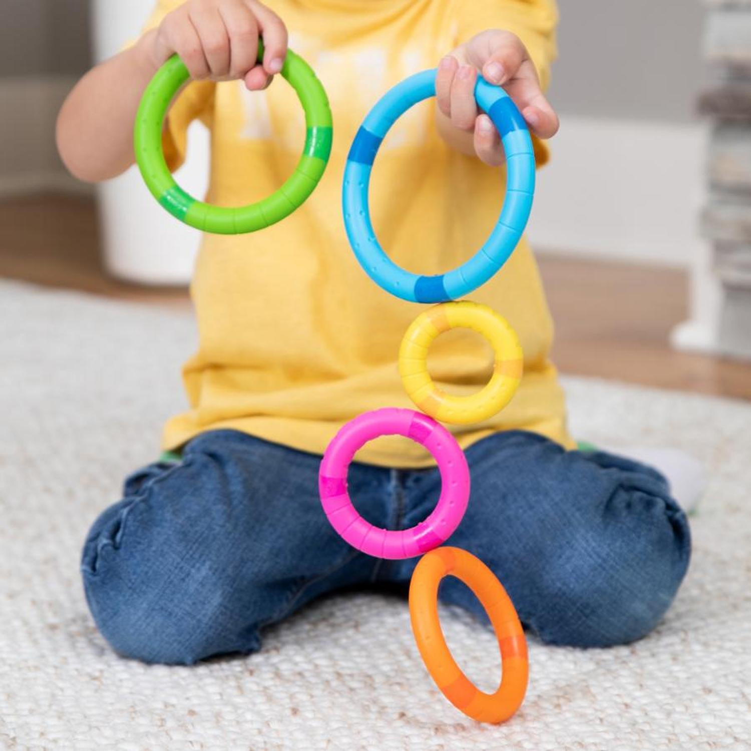Juguete Sensorial Anillos Magnetizados Fat Brain Toys Tinker Rings Bebés 6m+ Multicolor 5 Anillos — imagen 3