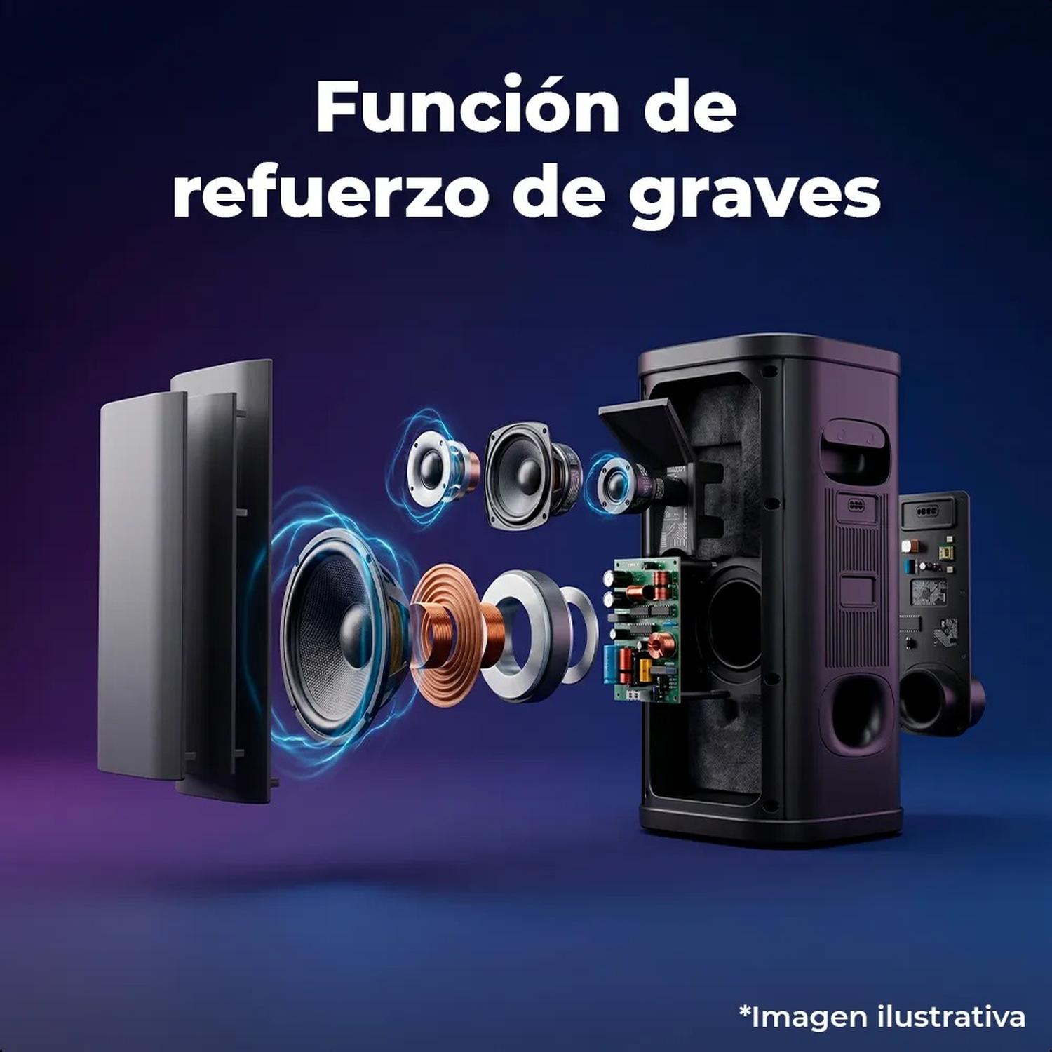 Bocina Bafle Altavoz Portátil Memorex PS-669 con Micrófono Inalámbrico y Luces LED RGB 100W RMS — imagen 5