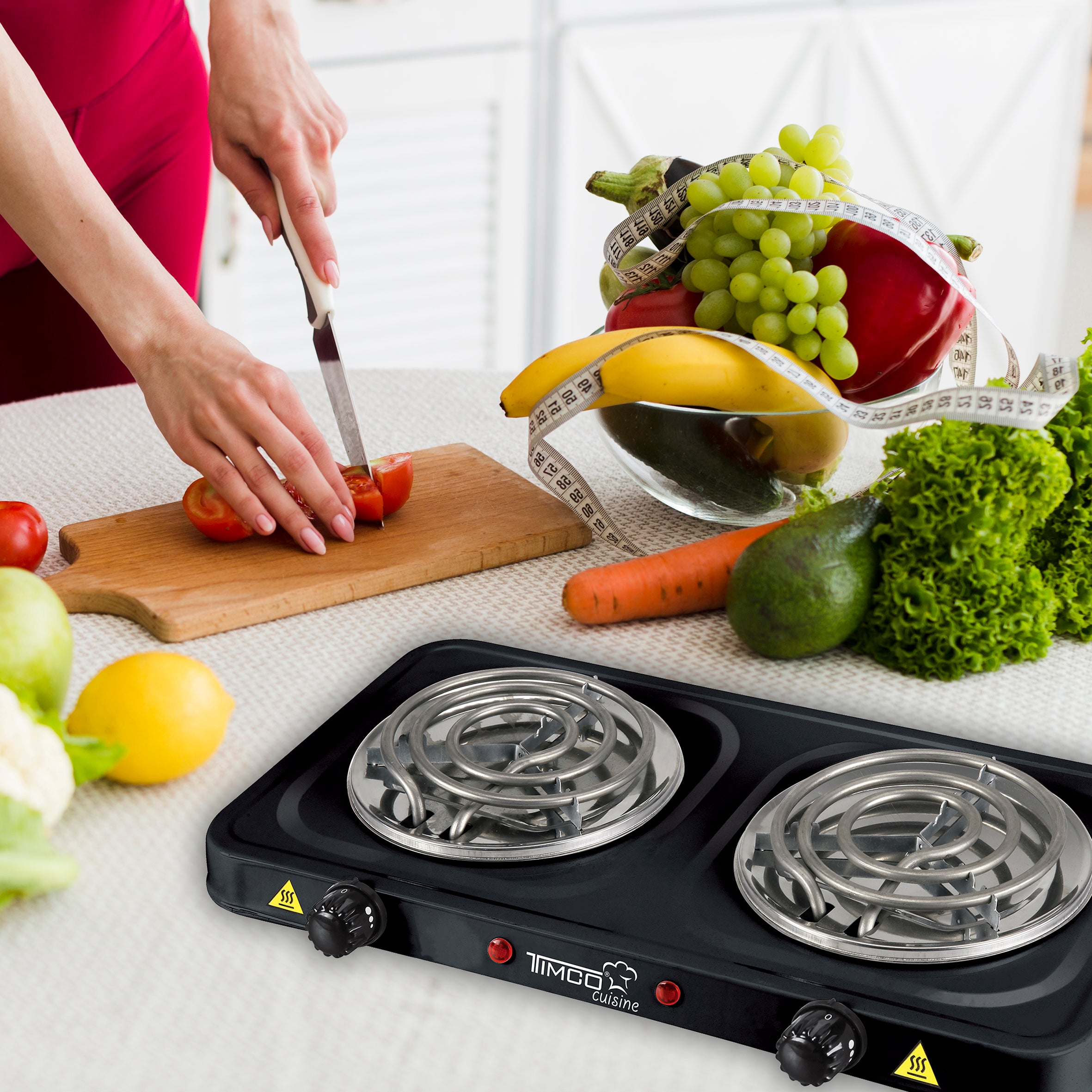 Parrilla Eléctrica 2 Quemadores con Termostato Color Negro Timco PE-02 — imagen 5
