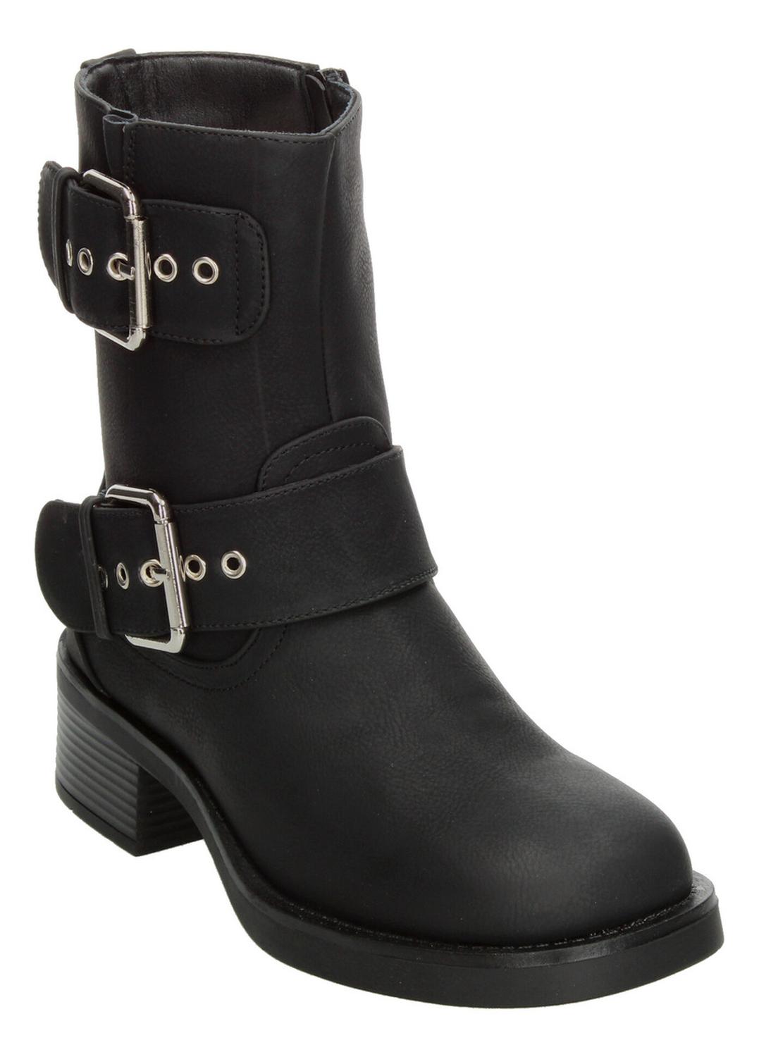 Botines Dama Berlin Negro Doble Hebilla Tacón Mujer — imagen 5