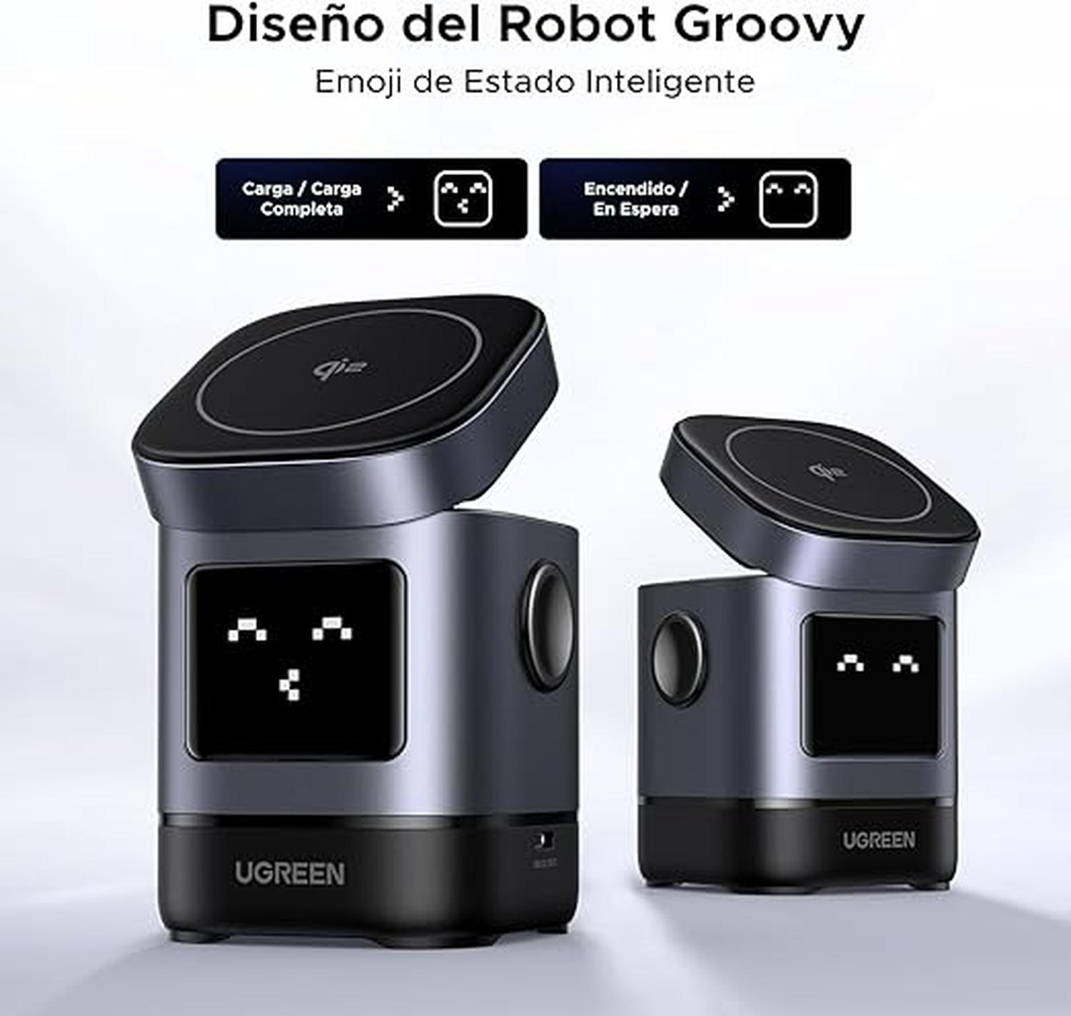 Cargador Inalámbrico Magsafe Ugreen Uno 15w Robot Gris Rápido — imagen 3