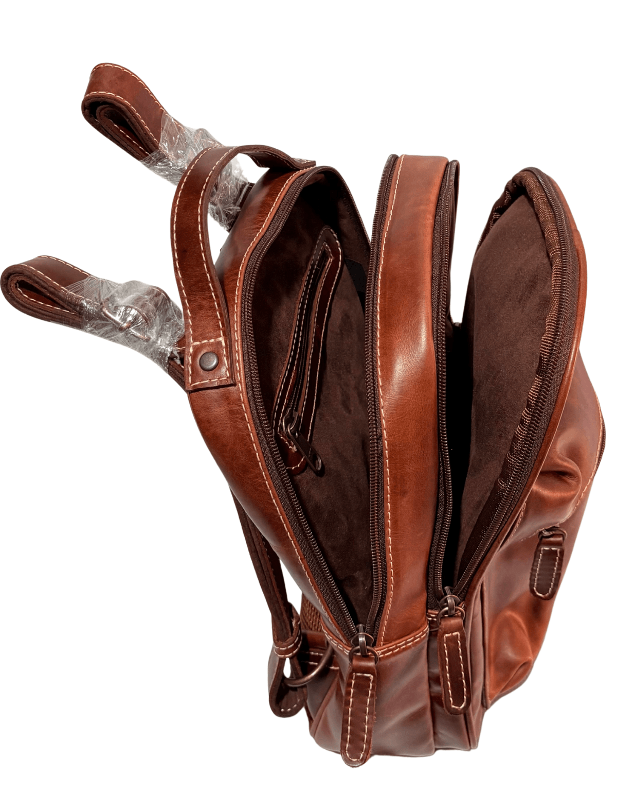 Mochila Pequeña De Piel Legitima Genuina Para Dama Con Bolsillos Frontales Bp03 — imagen 10