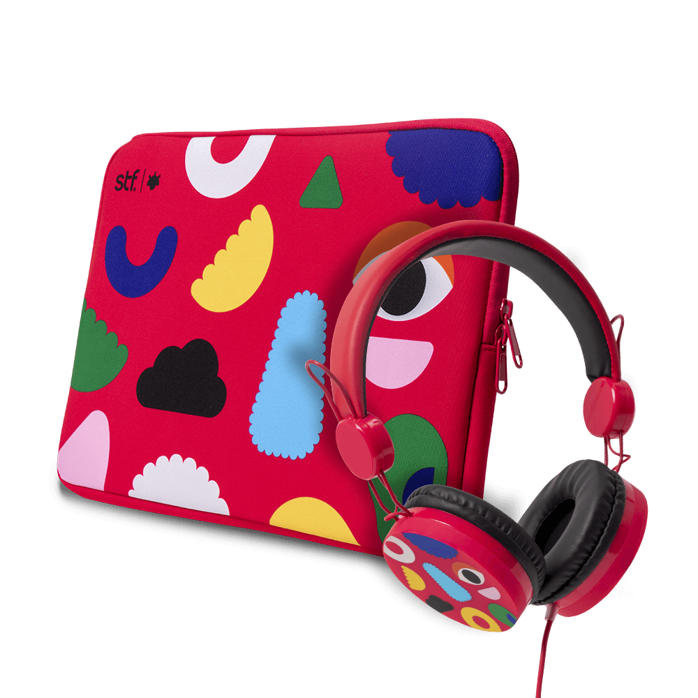 Kit Audífonos y funda STF Alex Siordia 2 en 1 14 pulgadas para computadora rojo — imagen 2