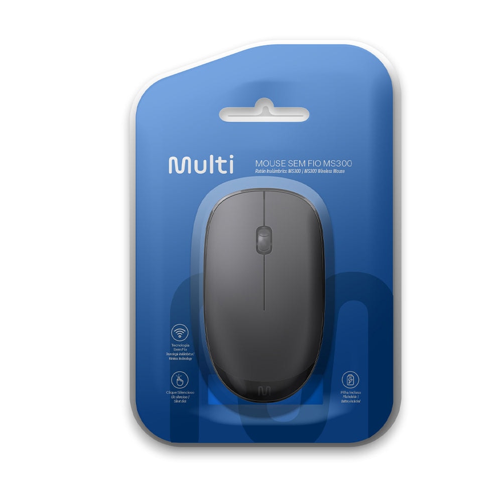 Mouse inalámbrico Multi SEM FIO MS300 Clic silencioso, 1200dpi Negro — imagen 7