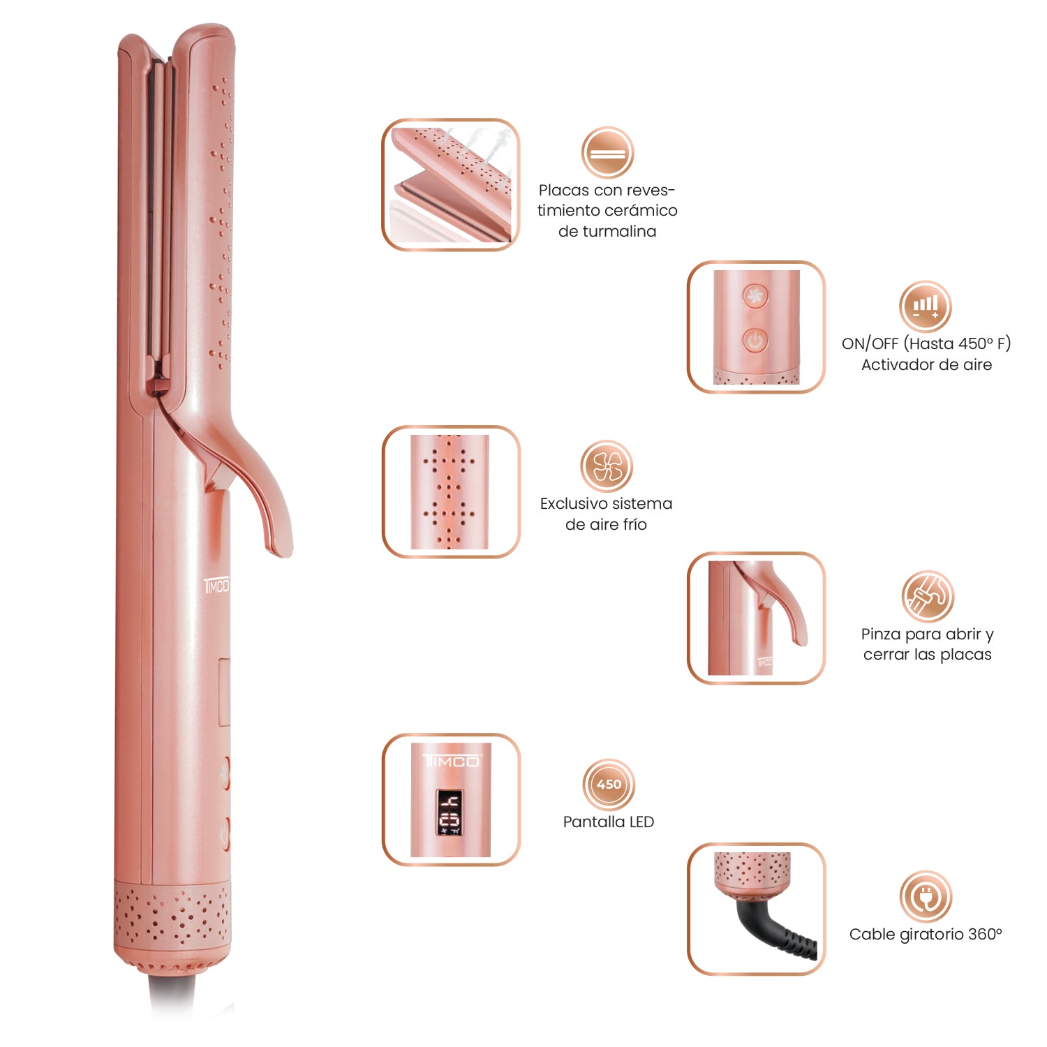 Plancha Alaciadora de Cabello con Sistema de Aire Antifrizz Control Keratin Timco PHS109 — imagen 9