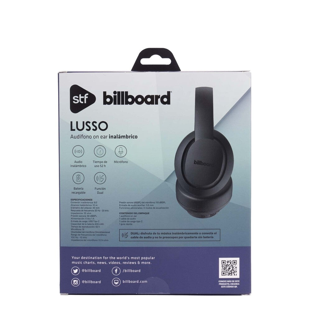 Audifonos Inalambricos On Ear Lusso STF - Billboard 52hrs Uso Negro — imagen 10