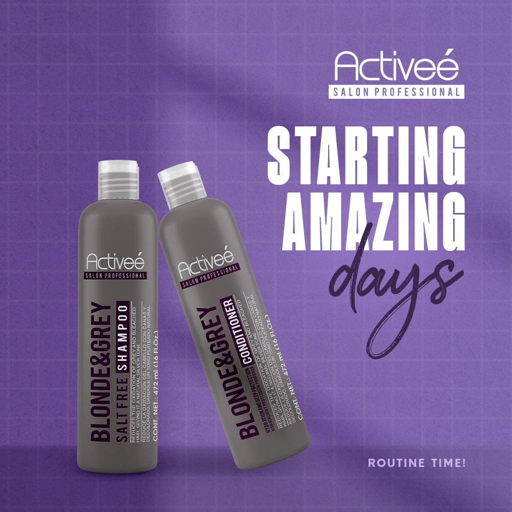 Shampoo Activee Professional Blonde & Grey Reduce la Oxidacion del Cabello con Canas y Decolorado dandole un tono plateado natural — imagen 7