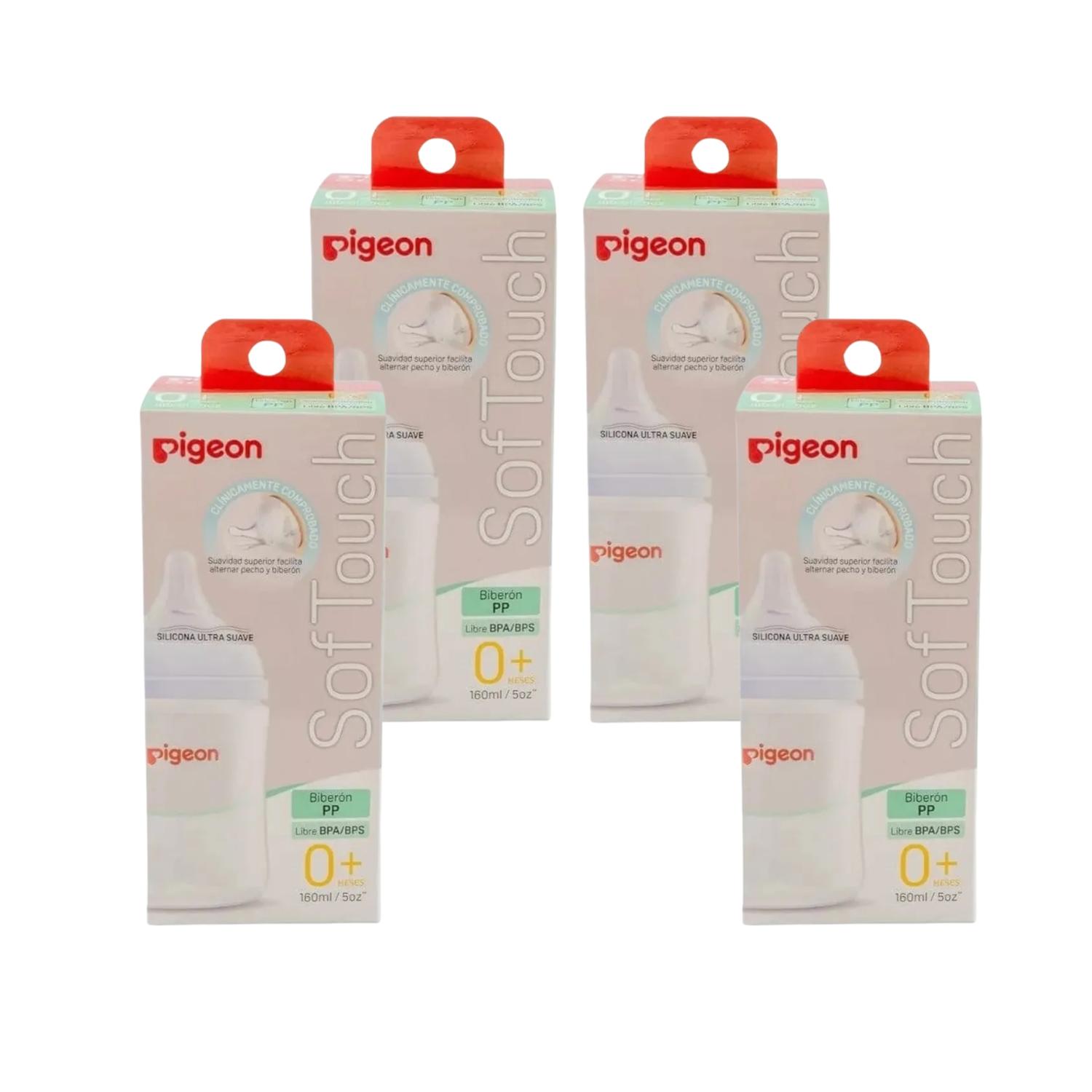 Pack 4 Biberones Pigeon Softouch 160ml/5oz Anticolicos 0m — imagen 3