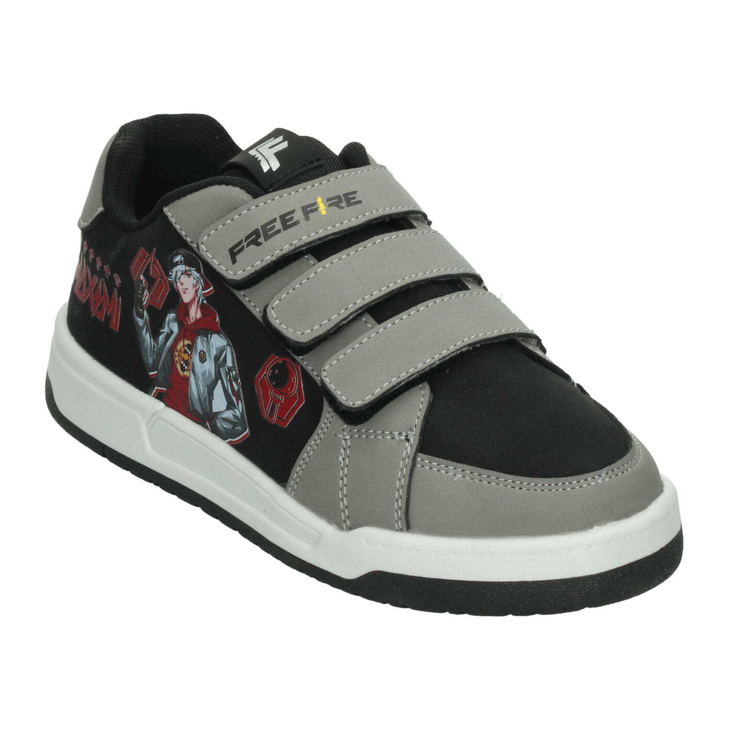 Tenis Freefire Niño Gris Casual Cintas Adhesivas Infantil T18-22 — imagen 5