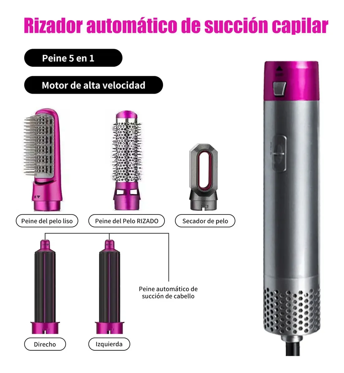 Cepillo Secador Rizador de Cabello 5 En 1 con Voluminizador — imagen 2