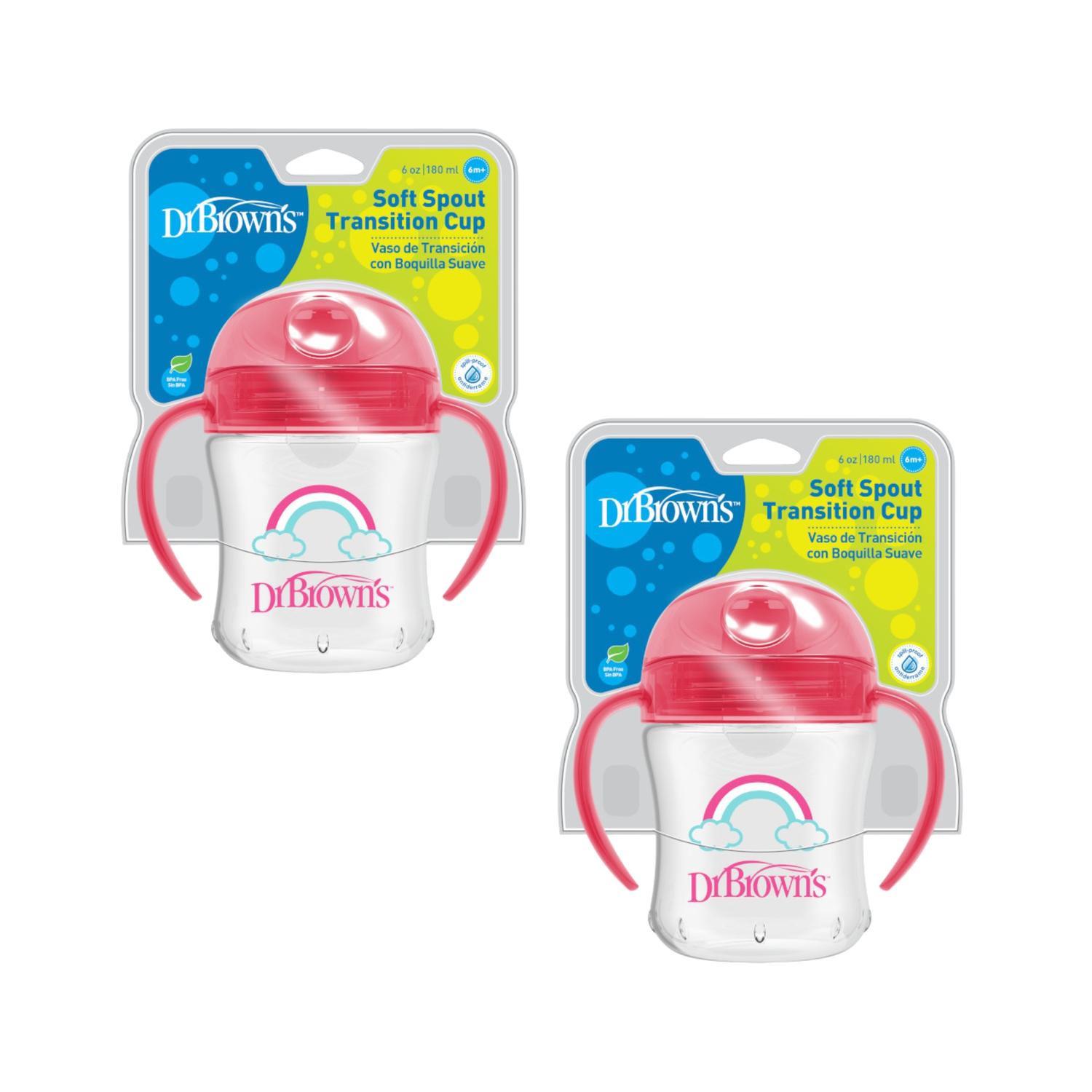 Pack 2 termos entrenadores 6oz boquilla suave rosa Dr Browns — imagen 2