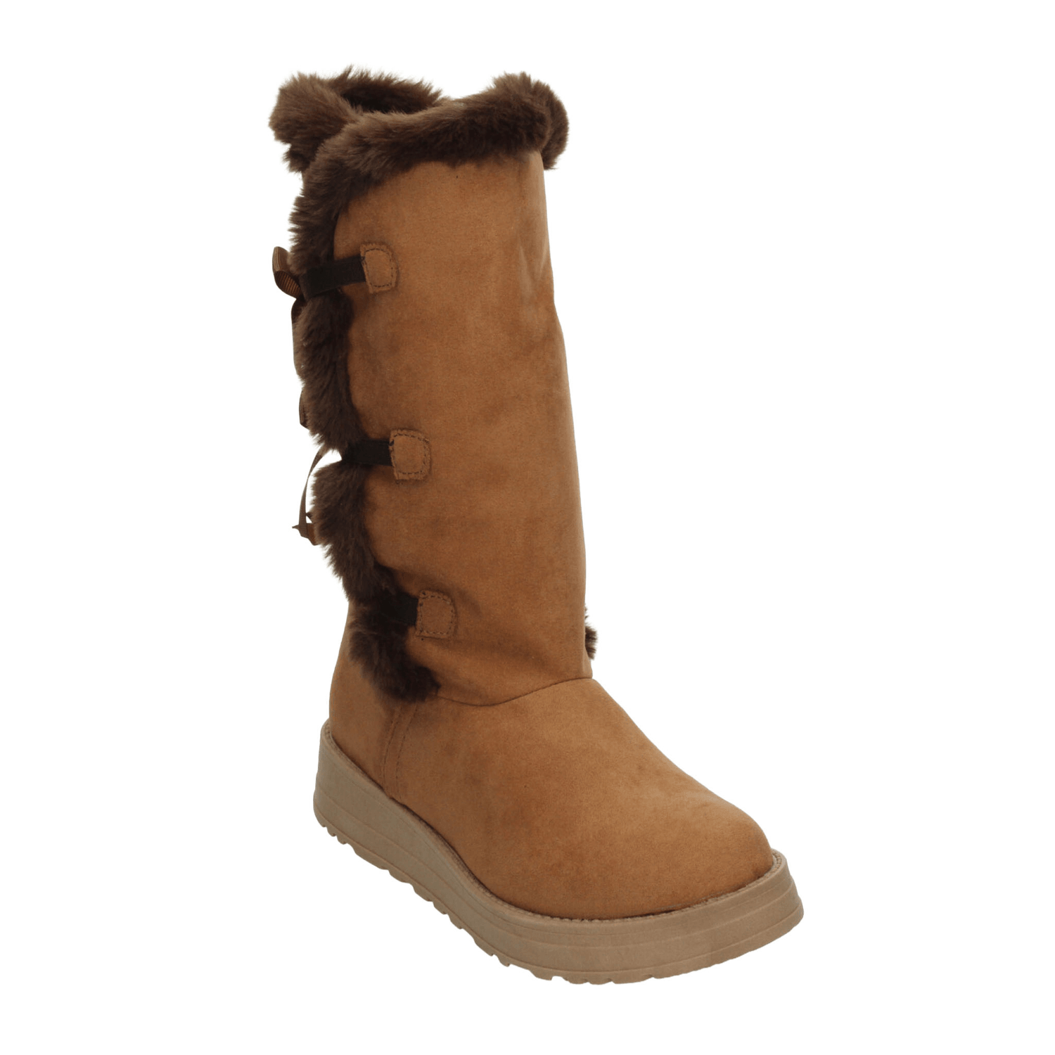 Bota Dama Rojo Cereza Café Invierno Larga Peluche Casual Mujer — imagen 5