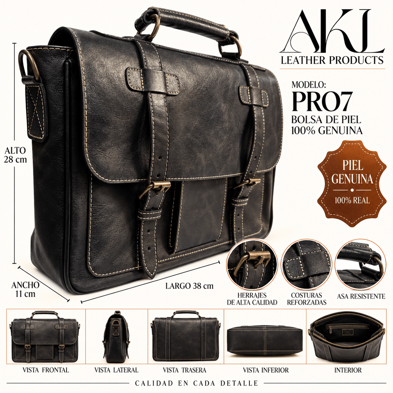 Portafolio Portalaptop De Piel Gruesa Para Hombre Pr07 — imagen 2