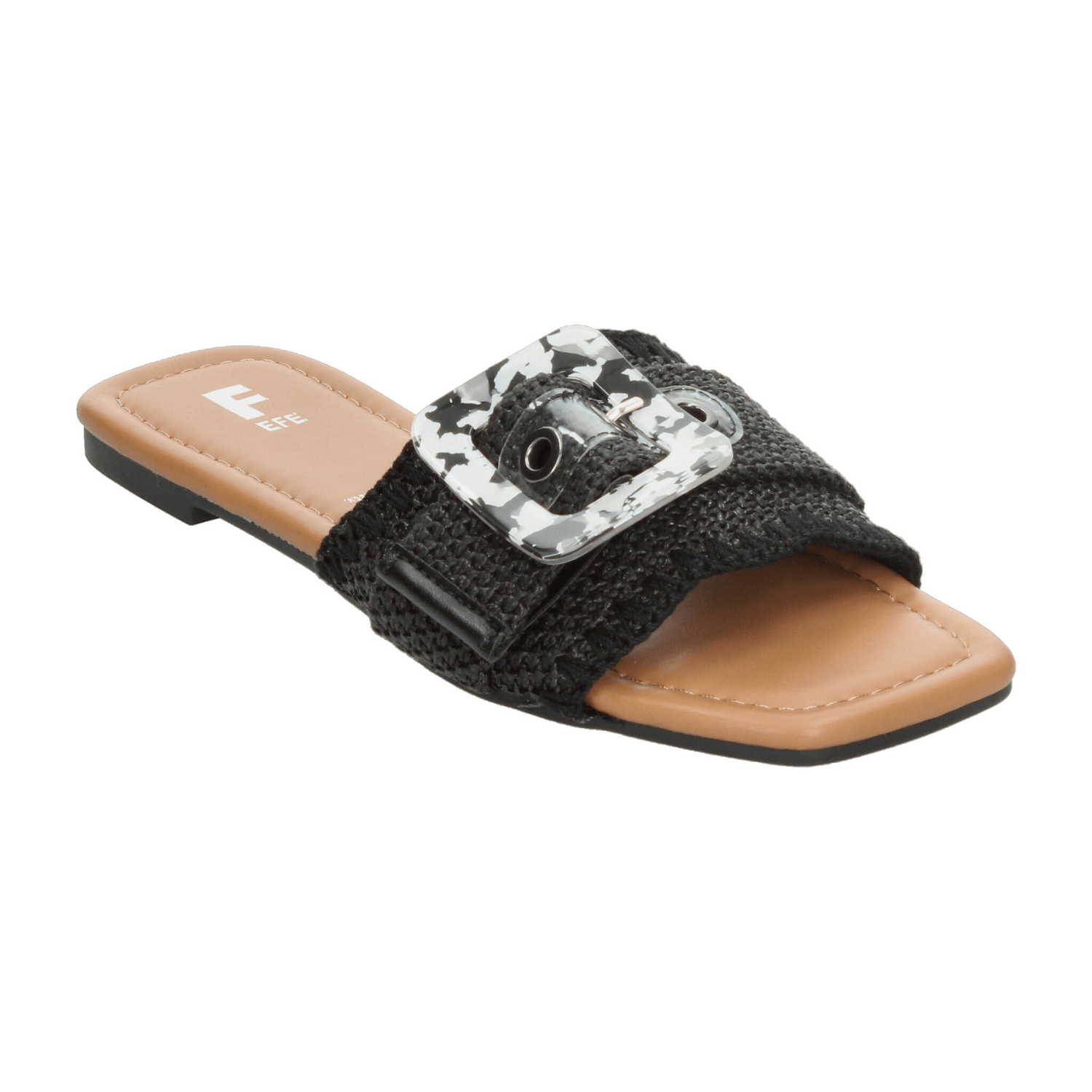 Sandalias Efe Dama De Piso Slideon Casual Negro Mujer — imagen 4