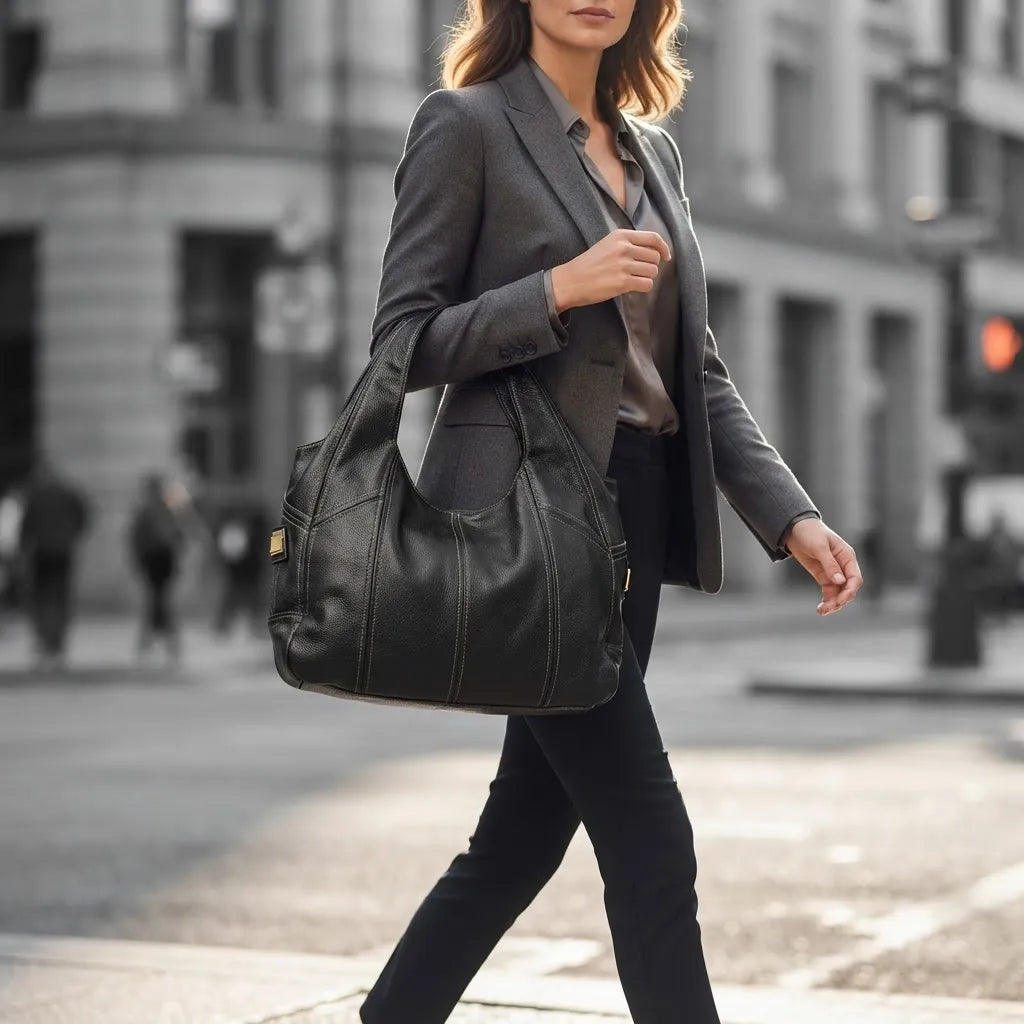 Bolsa Hobo de Piel Negra para Dama Grande JF76 Med — imagen 2