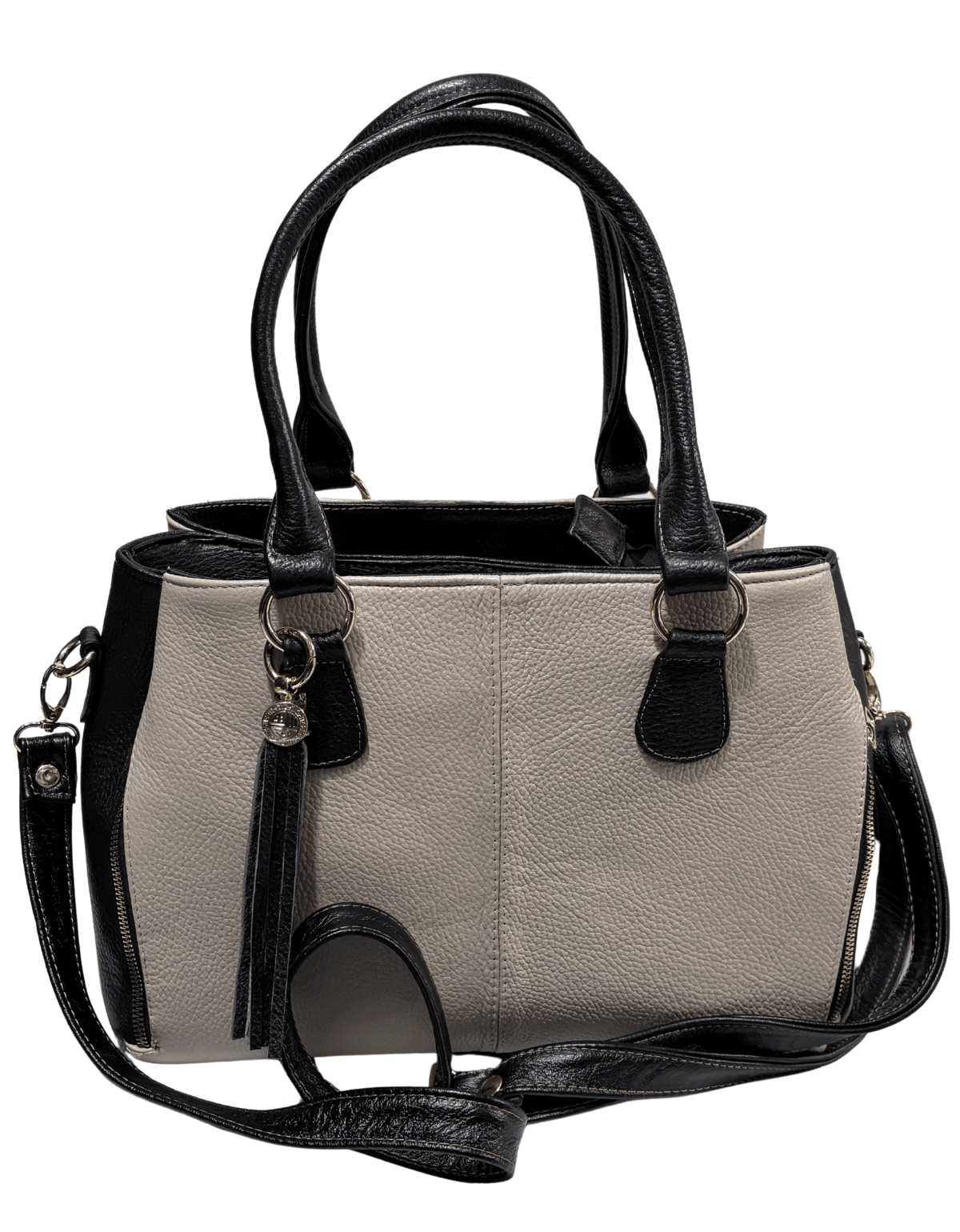 Bolsa Tote Para Dama De Piel Perla Con Borla — imagen 2
