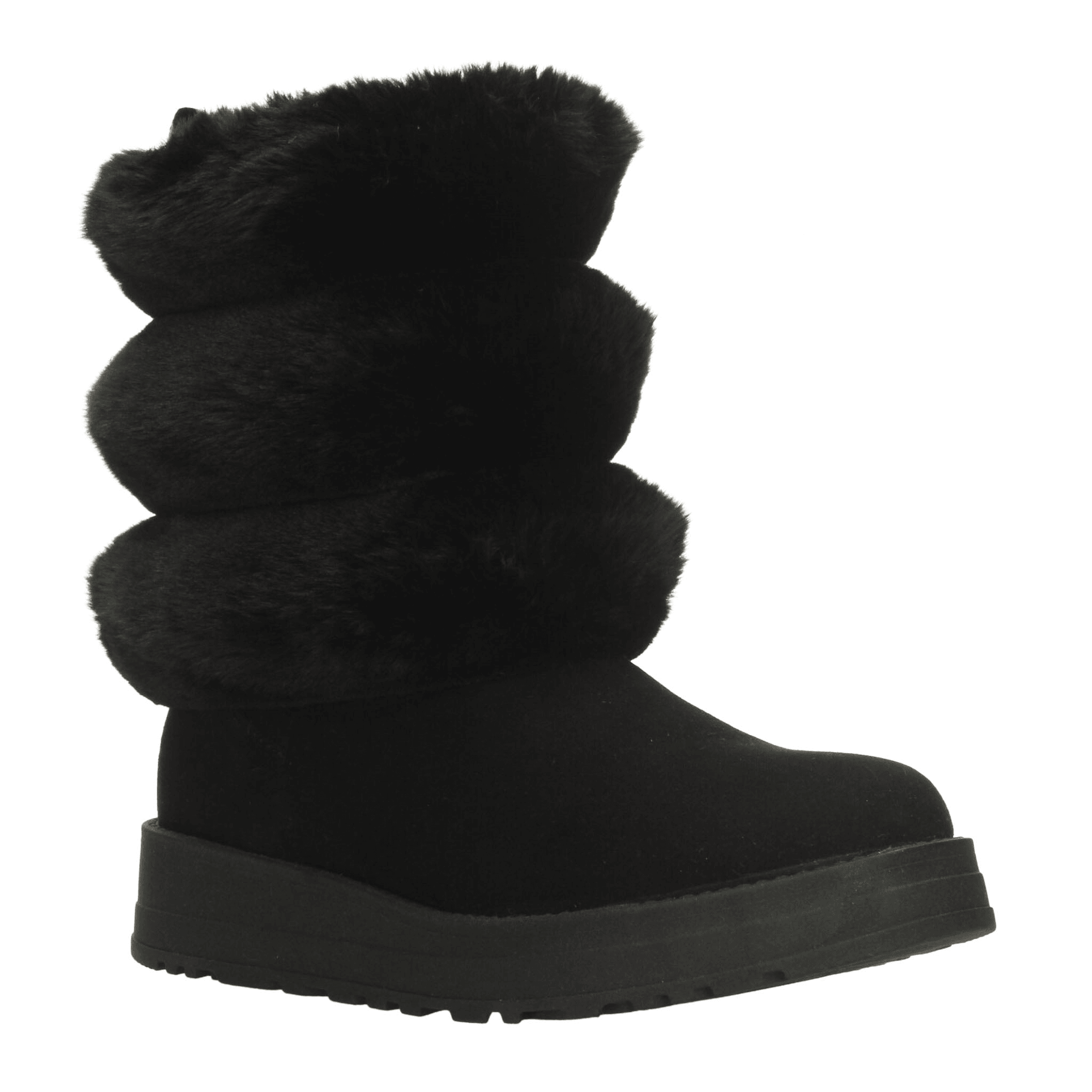 Bota Rojo Cereza Dama Invierno Casual Peluche Negro Mujer — imagen 11
