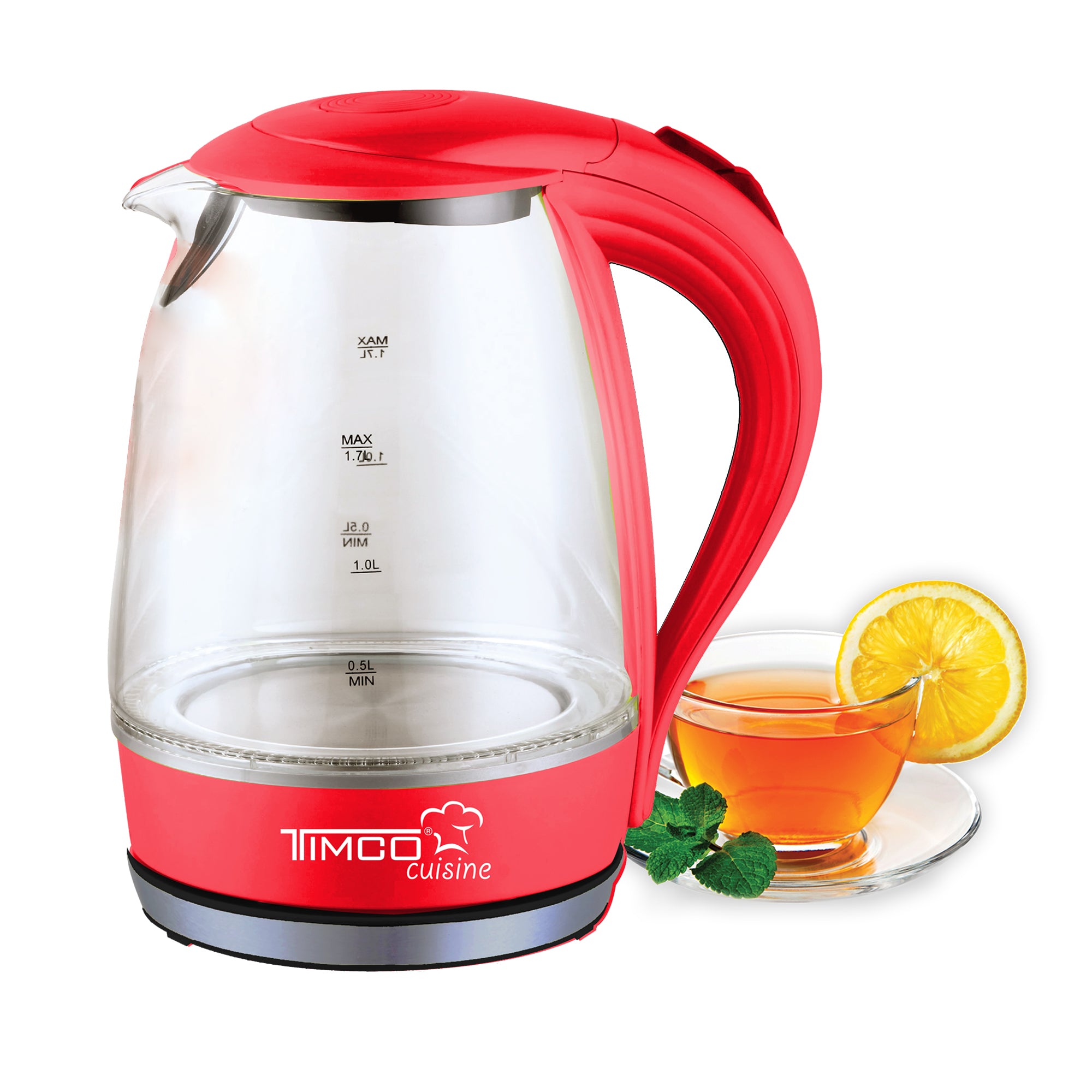 Jarra Eléctrica de Vidrio Tetera Hervidor de Agua Timco JE-V02R — imagen 2