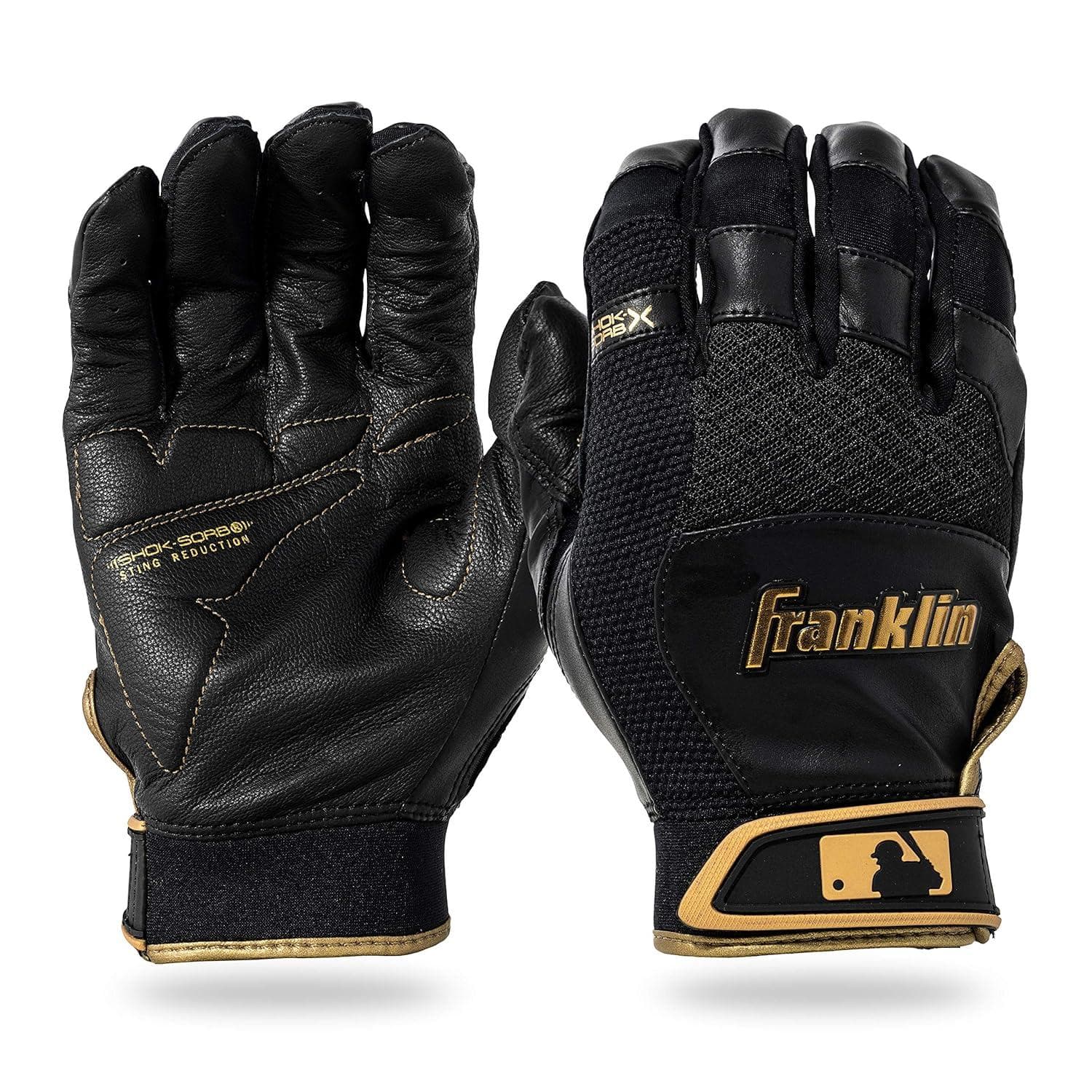 Guanteletas Beisbol Franklin Shok Sorb Talla M Negro Oro — image 1