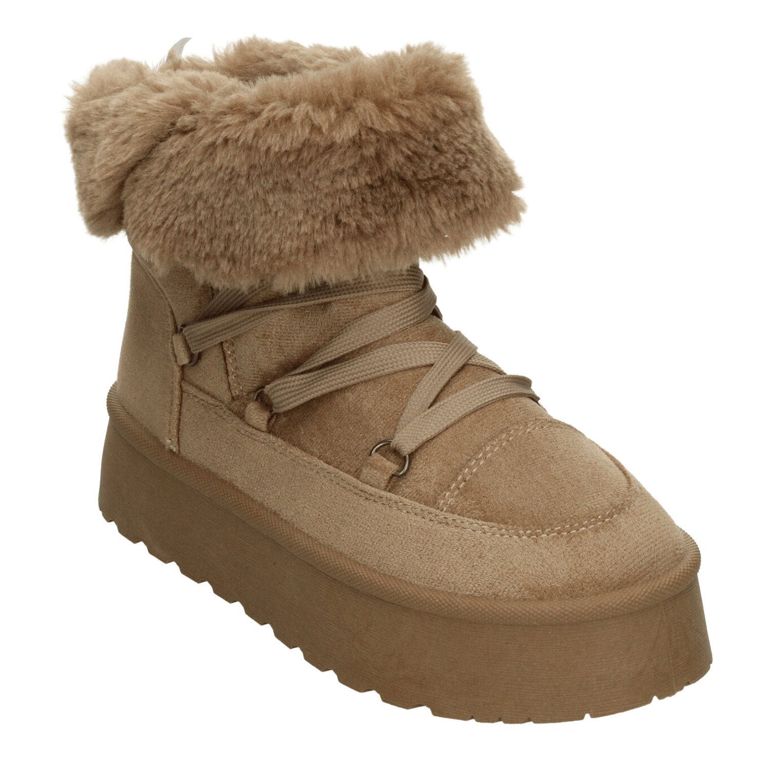 Botín Berlin Dama Casual Peluche Chunky Plataforma Café Mujer — imagen 4