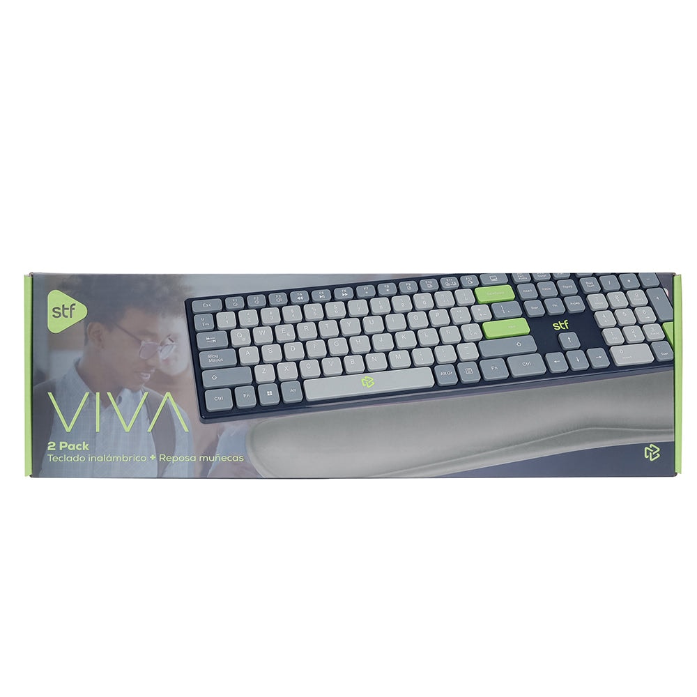 Kit Teclado inalámbrico + Reposa muñecas STF VIVA! Para computadora gris — imagen 9