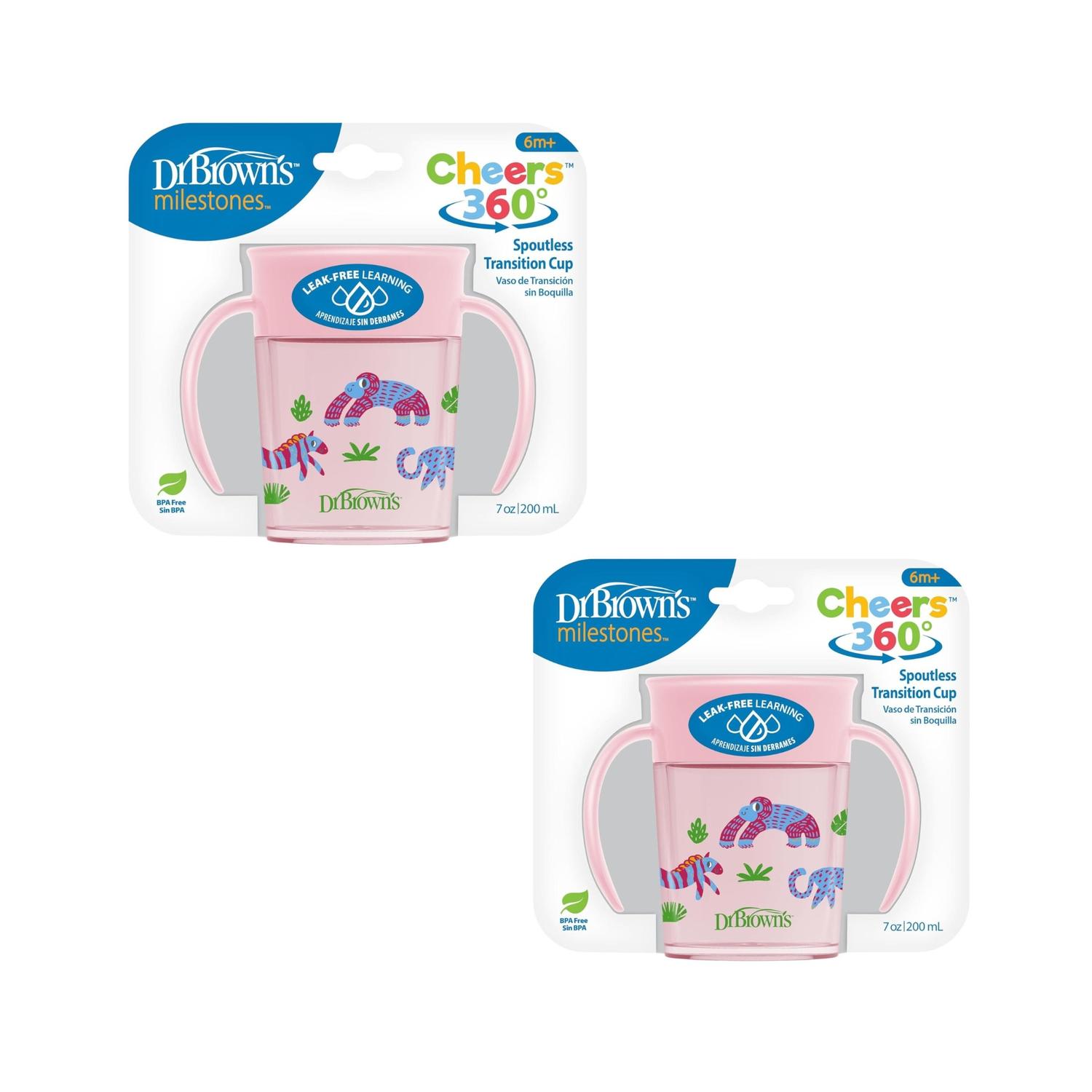 Pack 2 Vasos entrenador 7oz 360 Rosa Dr Browns Bebe 6m+ — imagen 2