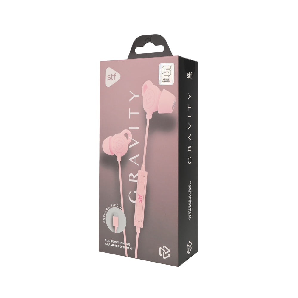 Audifonos alámbricos In-Ear STF Gravity: Tipo C, Micrófono, Rosa — imagen 9