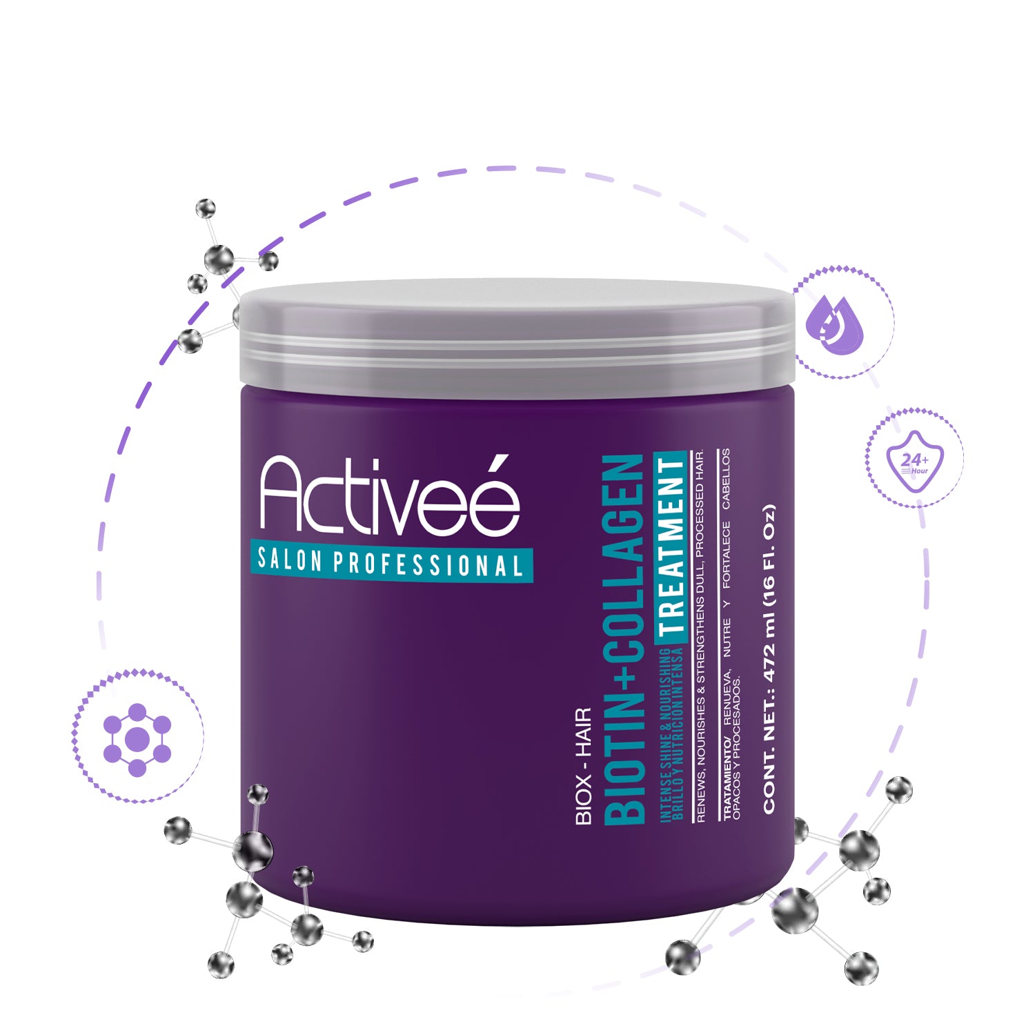 Tratamiento Capilar Activee Professional Biotin+Colagena Renueva Nutre y Fortalece Cabellos Opacos y Procesados Libre de Sal — imagen 2