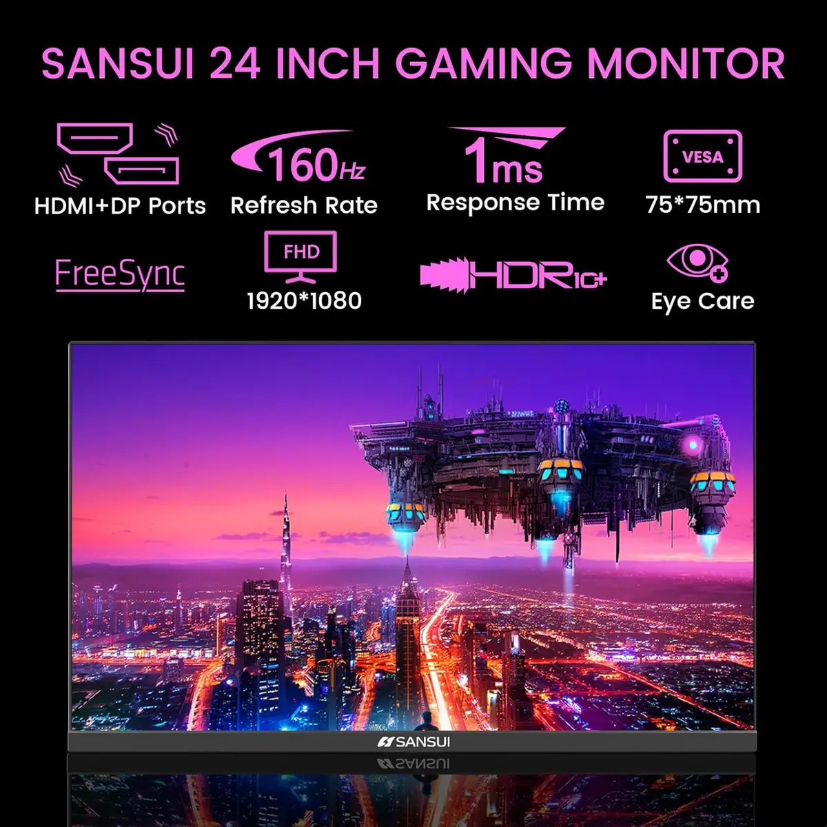 Sansui ES-G24F4M Monitor Negro 24'' Gaming 160 Hz — imagen 2