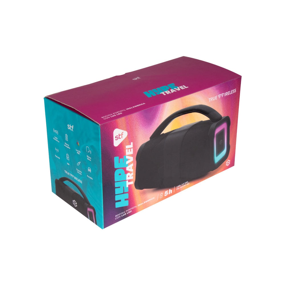 Bocina Portatil Hype Travel STF 20W 5hrs Uso Funcion Tws — imagen 7