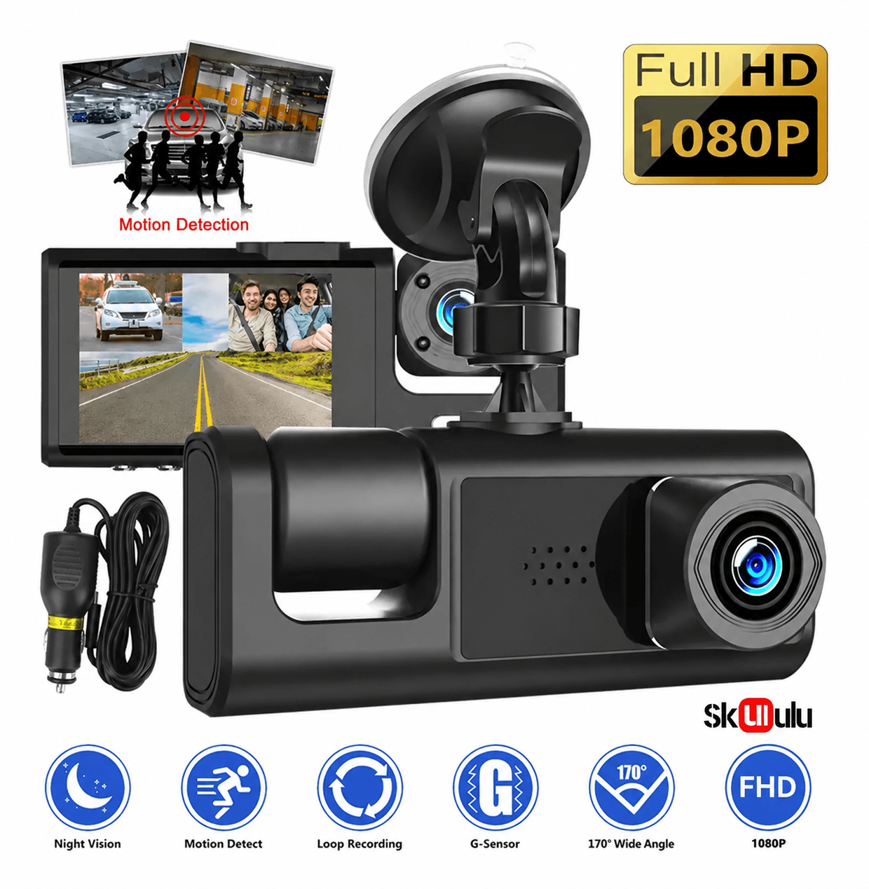 Cámara Dashcam para Automóvil Full HD con Grabación Continua — imagen 1