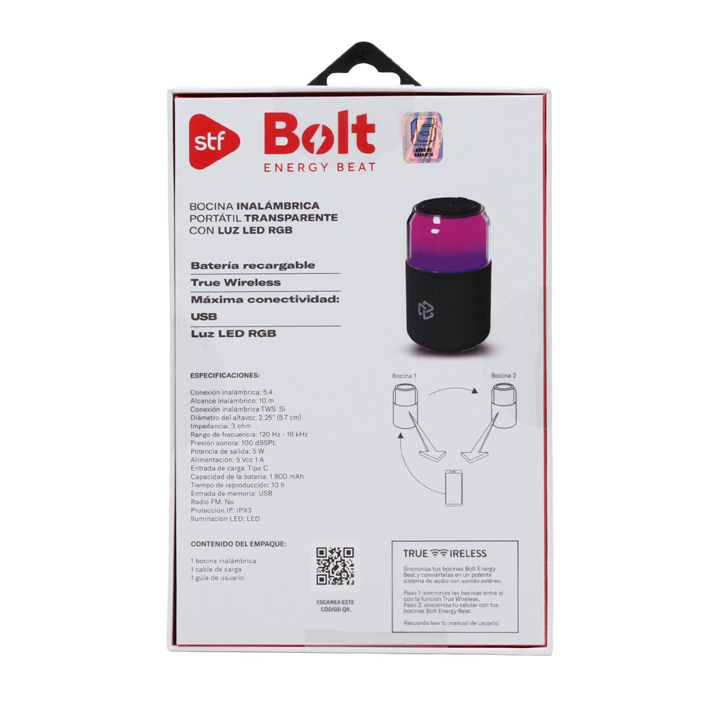 Bocina Portatil Bolt STF 5W 10hrs Uso Funcion Tws Proteccion IPX3 Negro — image 14