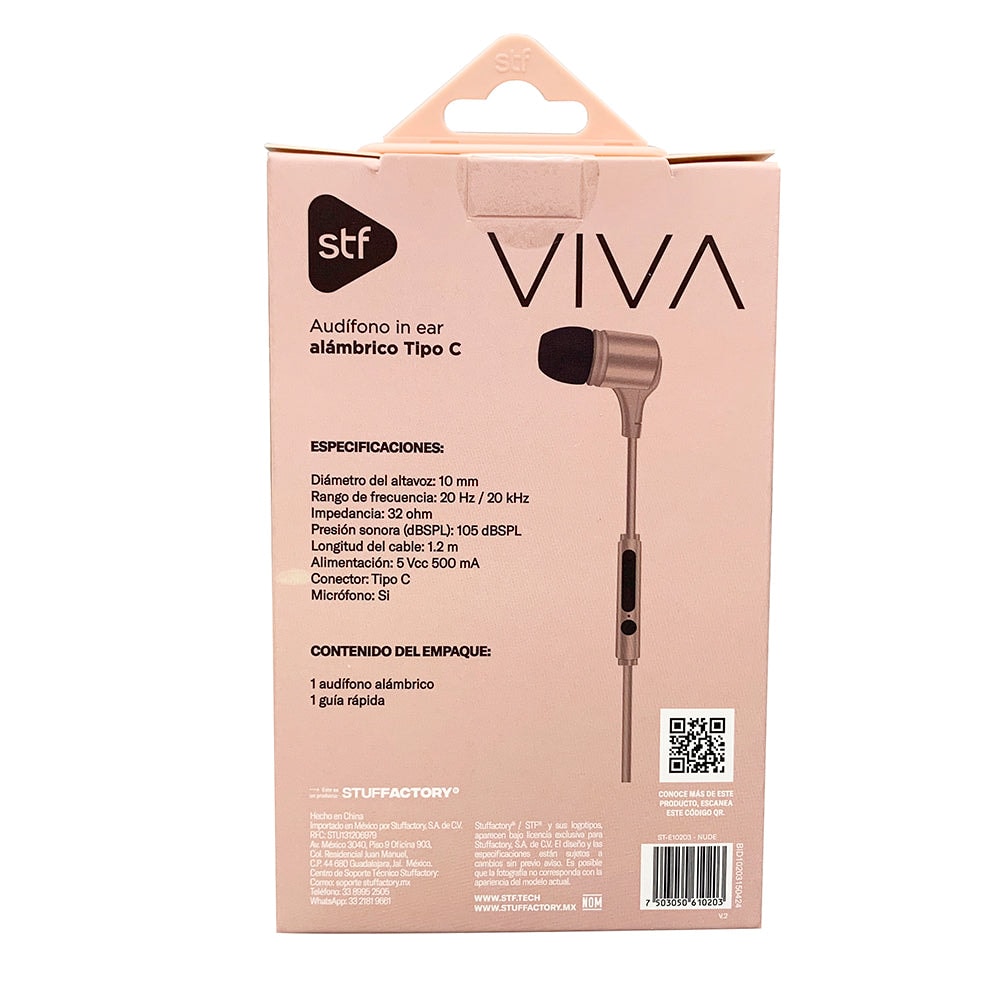 Audífonos alámbricos In-Ear STF VIVA: Tipo C, 10mm Rosa — imagen 5