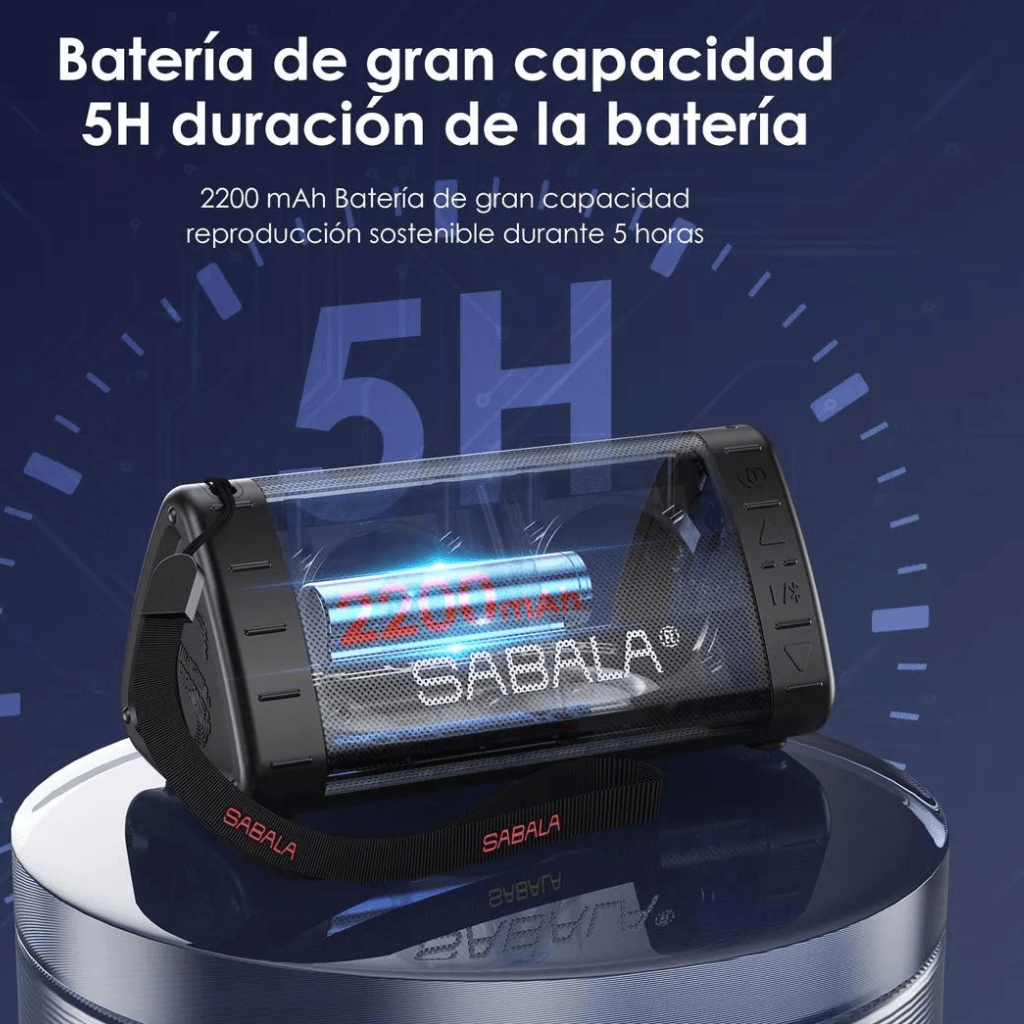 Bocina Portátil Sabala 901, audio potente y claro, bluetooth 5.1, 10W. NEGRA — imagen 6