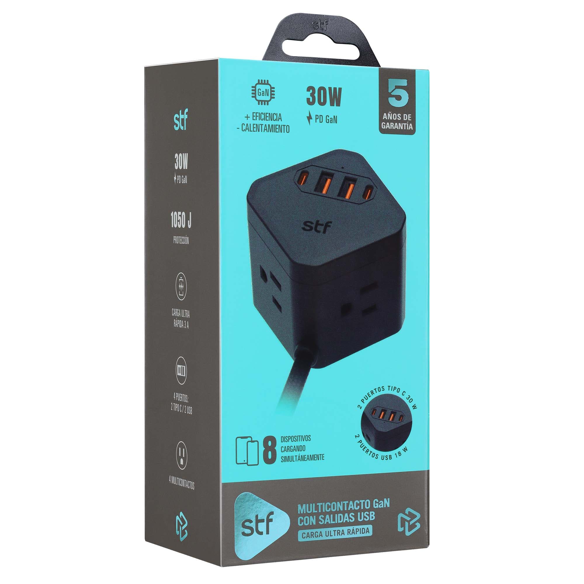 Multicontacto con extensión eléctrica STF GaN 30W USB y USB-C Carga ultra rápida — image 9