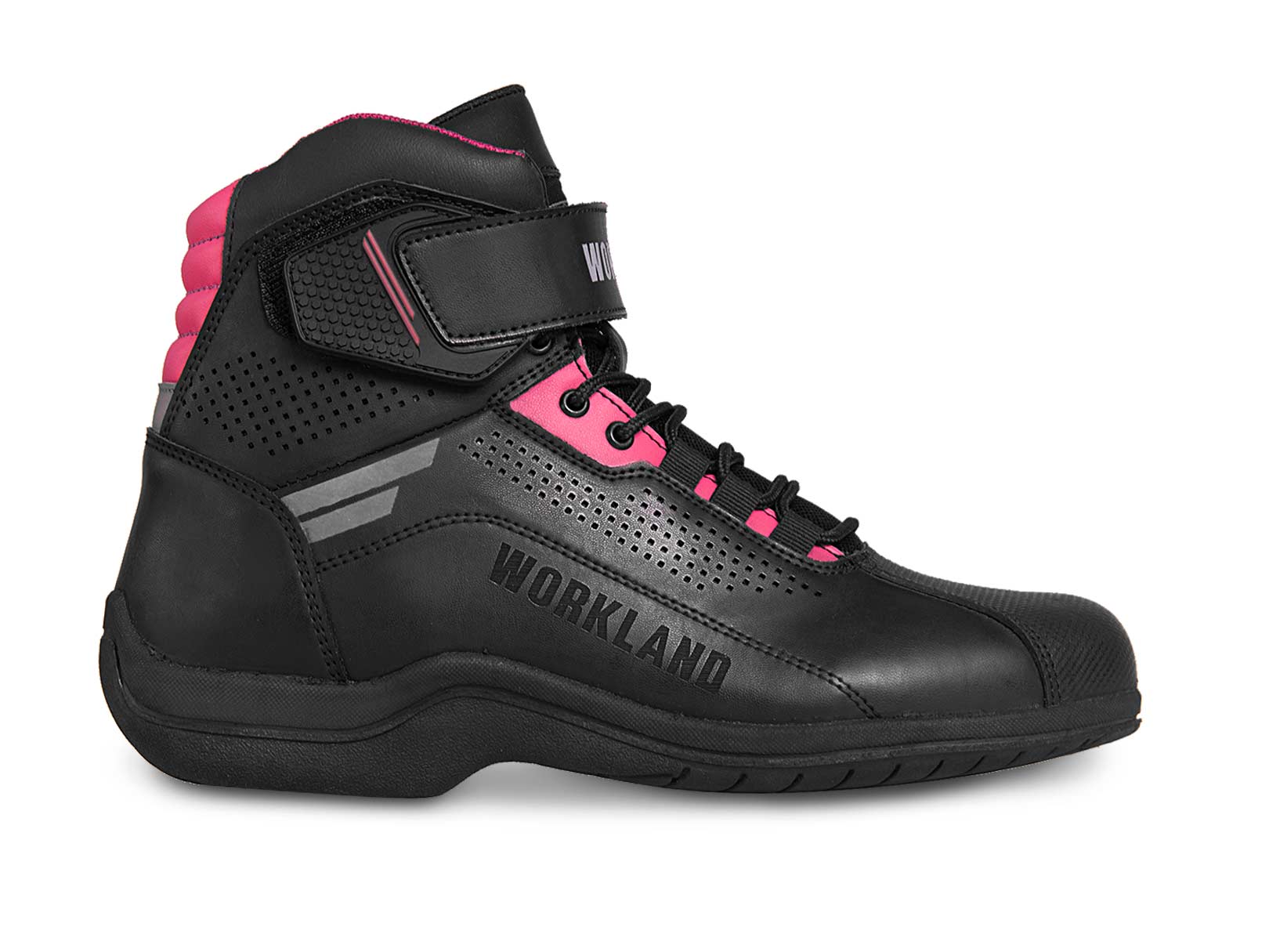 Bota mujer motociclista biker botin dama WKL 80017 N Rosa — imagen 11