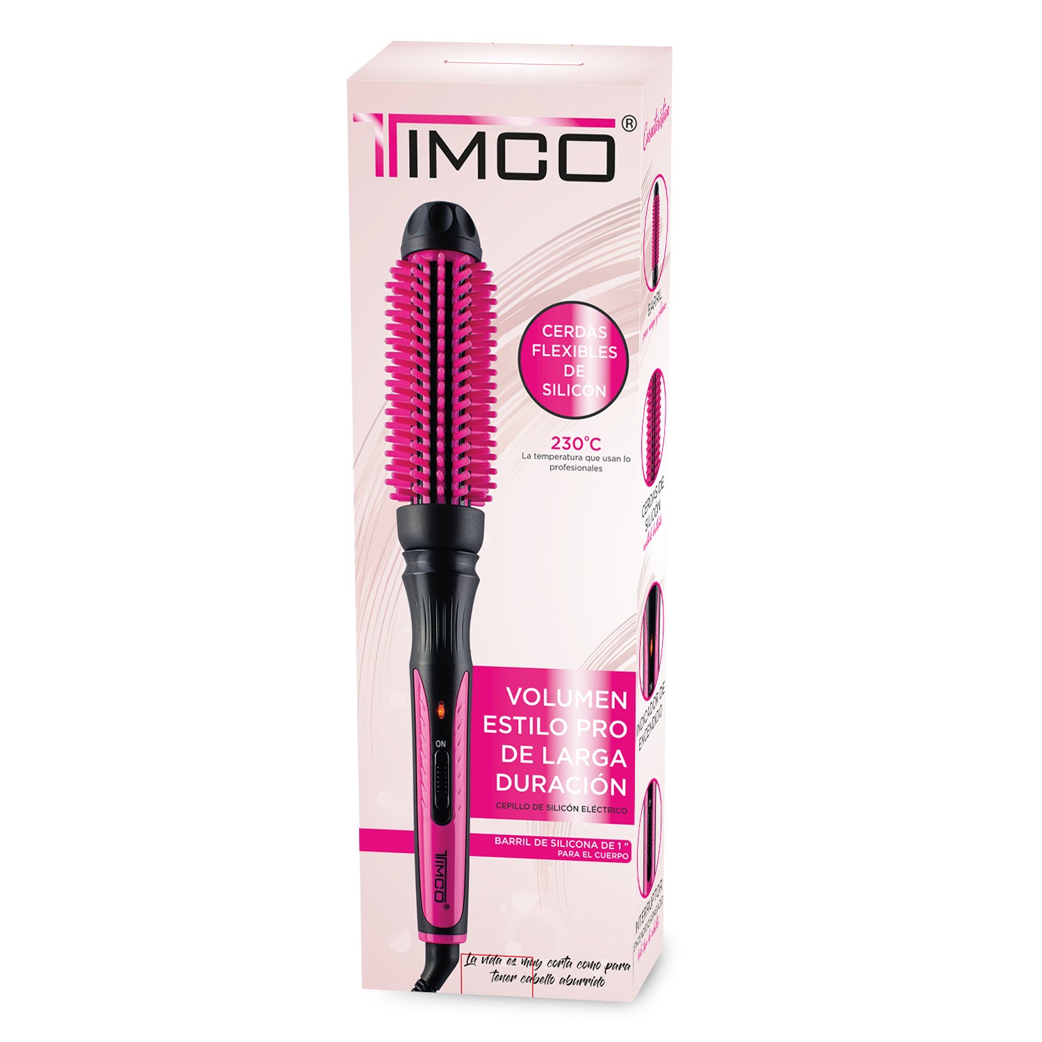 Cepillo Alaciador Electrico de Cabello Cerdas de Silicona Rizador Timco CE-260 — imagen 7