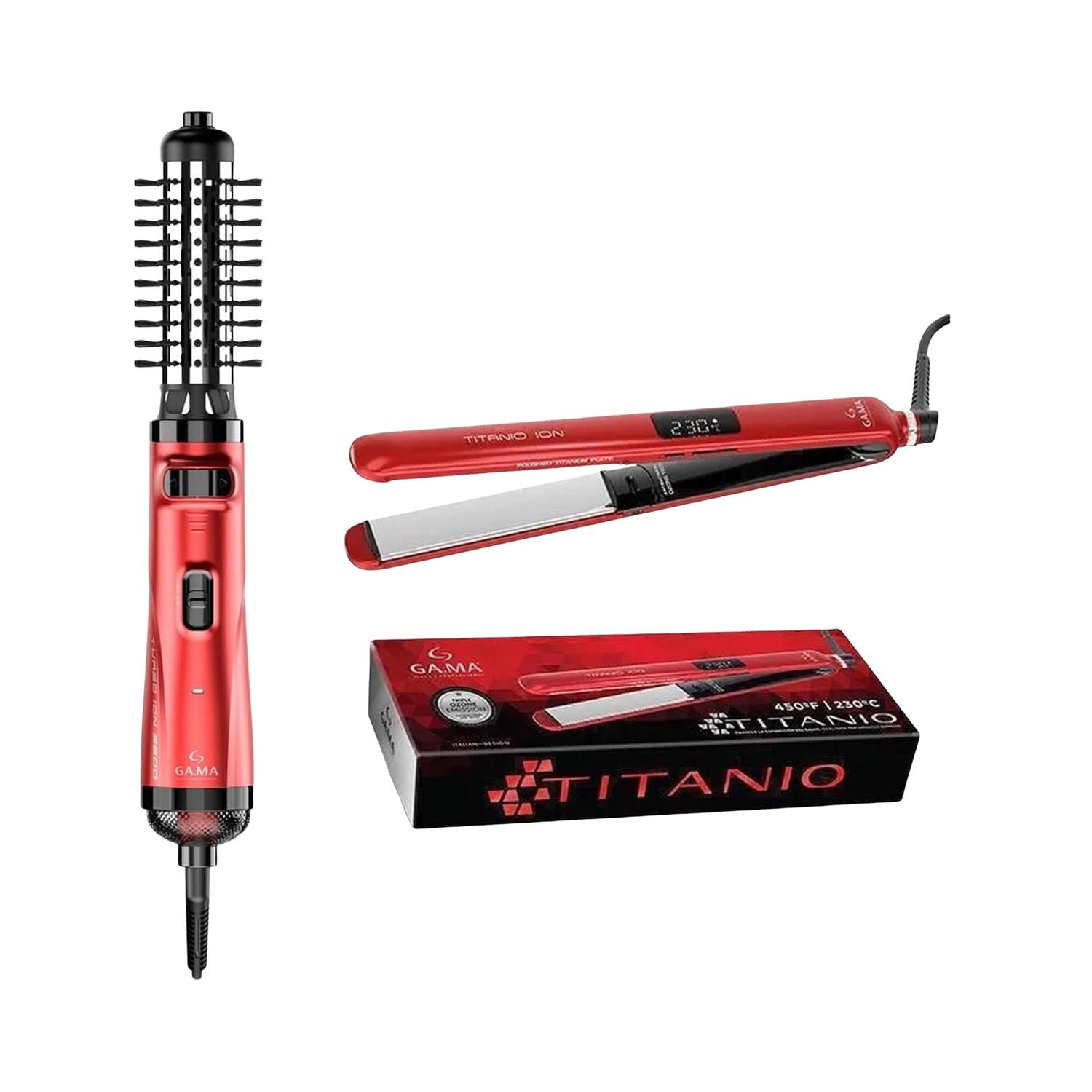 Combo Plancha Pelo CP14 Red + Cepillo Rotatorio Ion GAMA — imagen 1