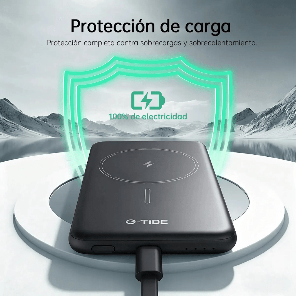 G-tide Slim01 Power bank Ultradelgada, 5000 mAh, carga rápida, carga inalámbrica — imagen 4