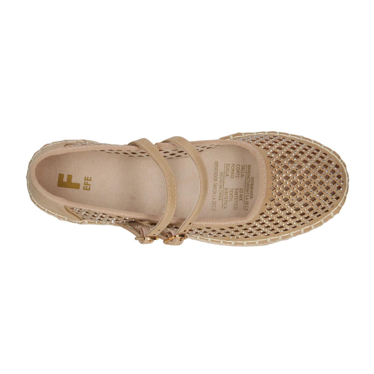 Zapato Efe Dama Casual Hebilla Doble Cómodo Moda Beige Mujer — imagen 8