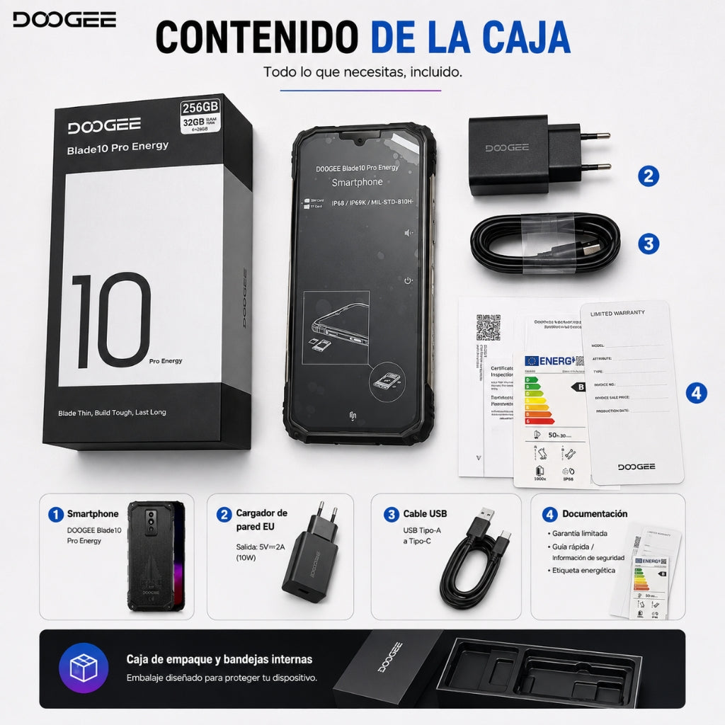 SMARTPHONE DOOGEE BLASE 10 PRO ENERGY + SMARTWATCH FILWANS GTR (NEGRA) Y BOCINA G-TIDE SV-30 — imagen 6