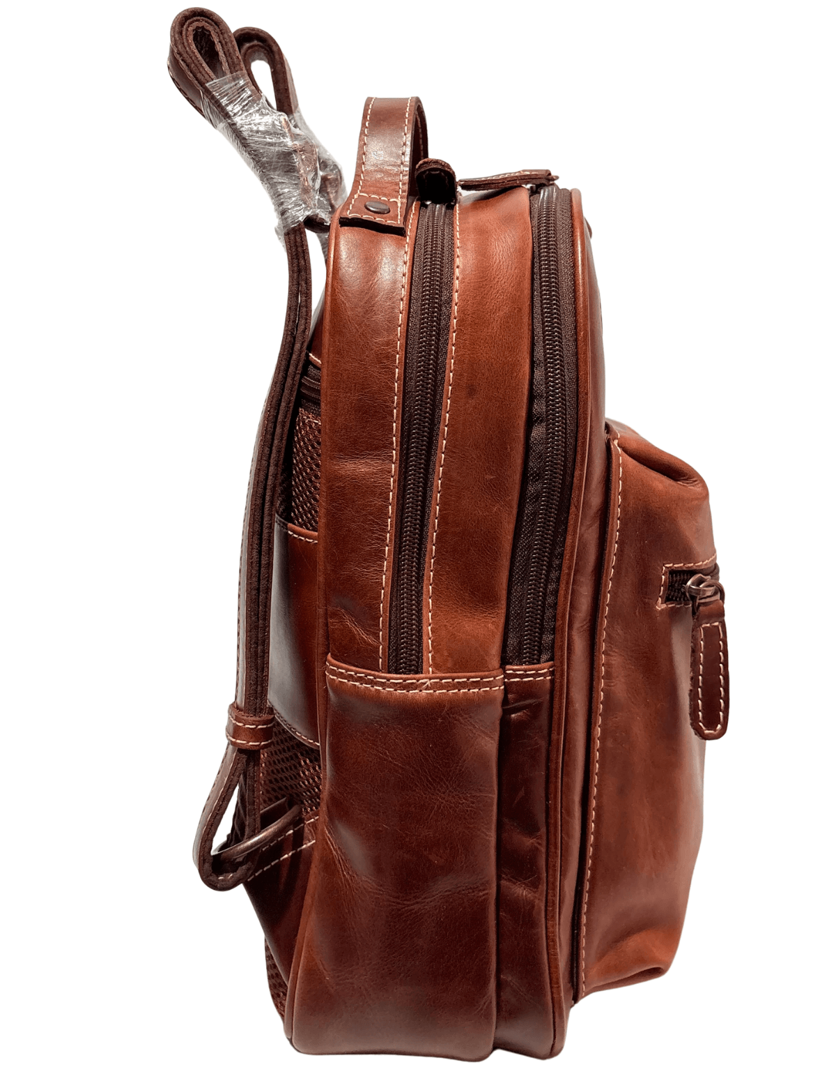 Mochila Pequeña De Piel Legitima Genuina Para Dama Con Bolsillos Frontales Bp03 — imagen 8