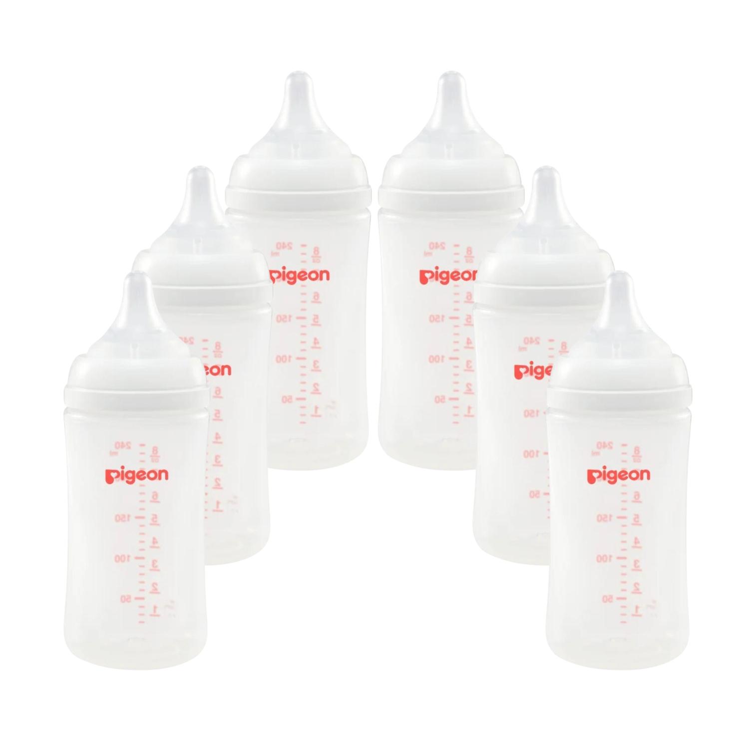 Pack 6 Biberones Pigeon Softouch 240ml/8oz Anticolicos 3m+ — imagen 1